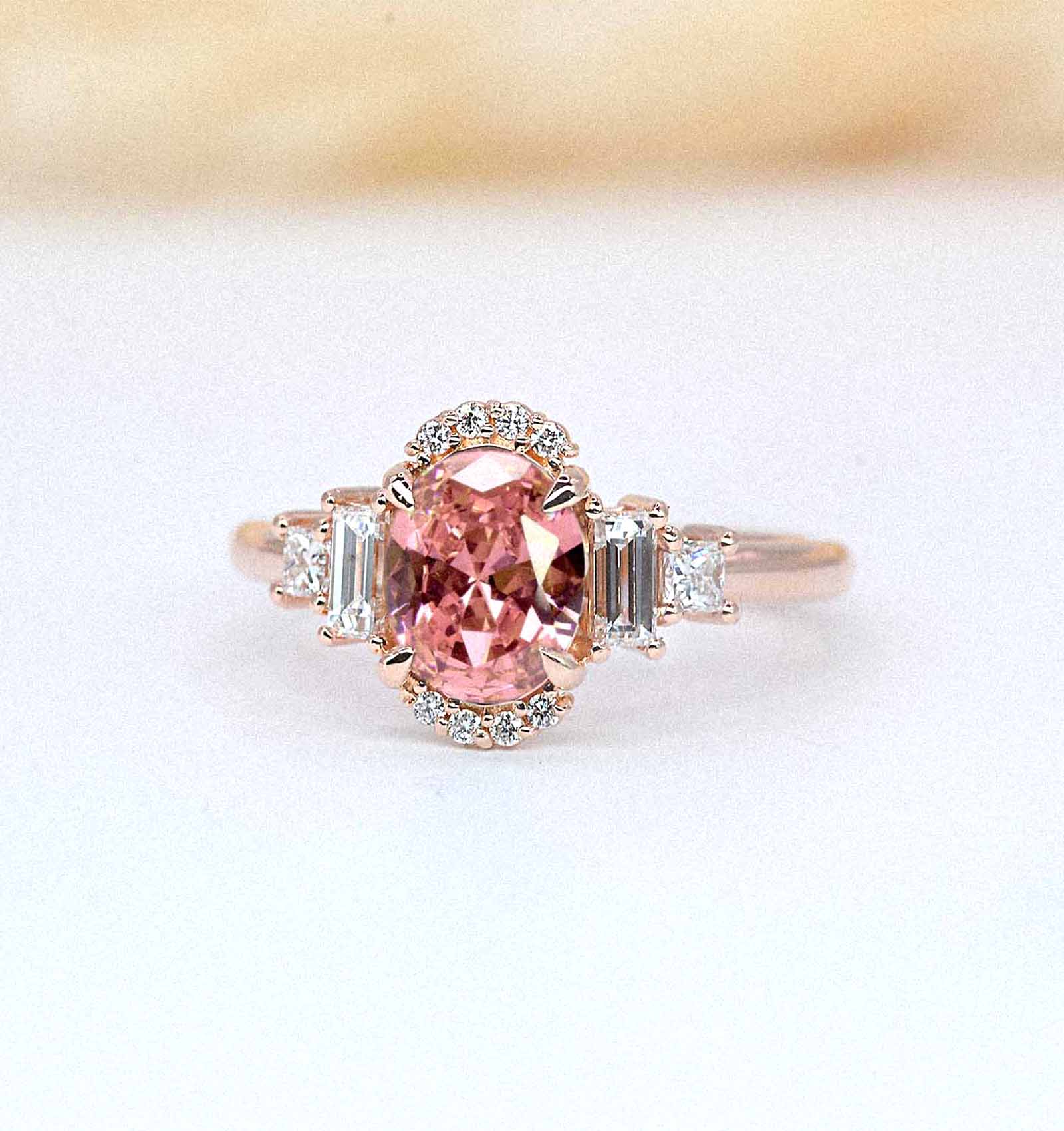 oval morganite and diamond cluster ring