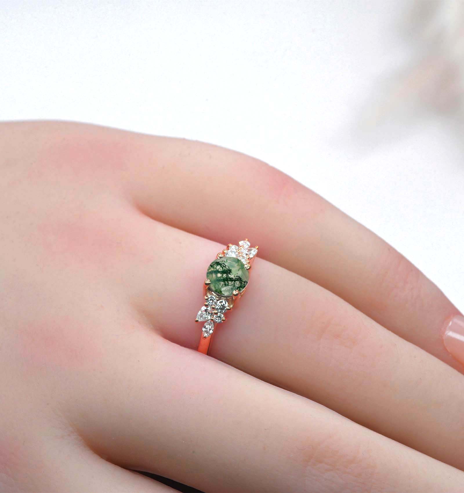 moss agate bridal ring