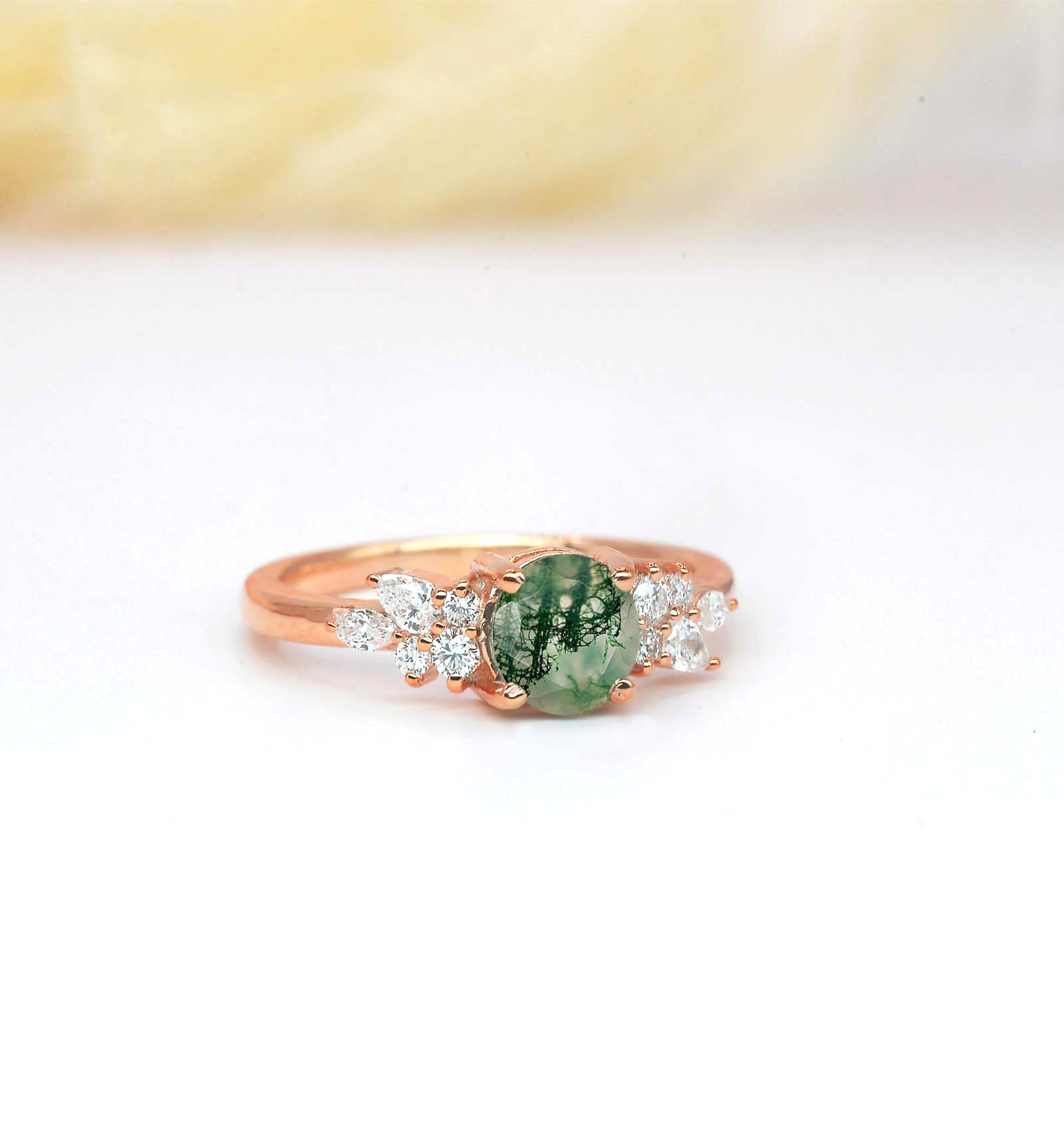 moss agate bridal ring