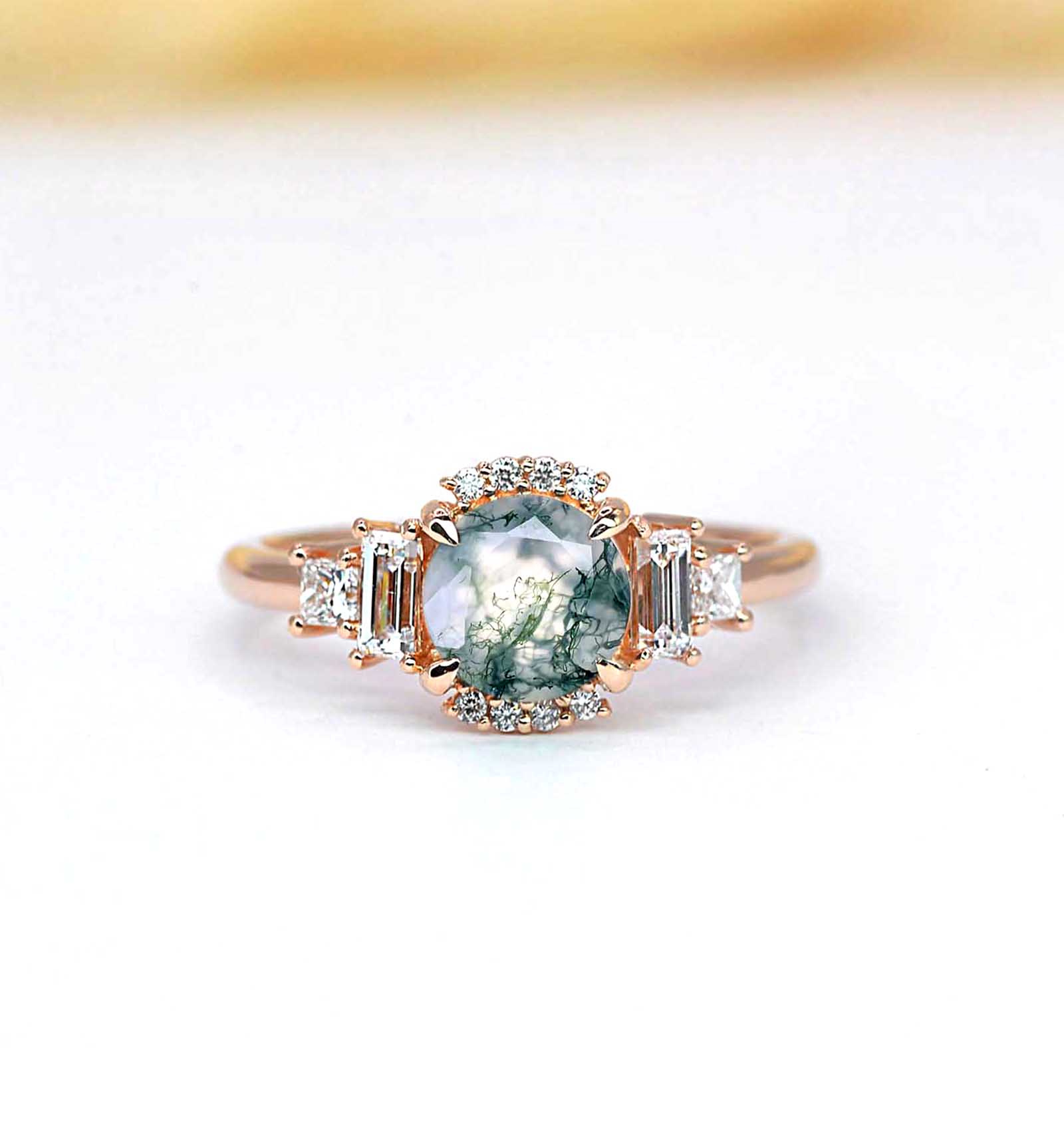 moss agate bridal ring