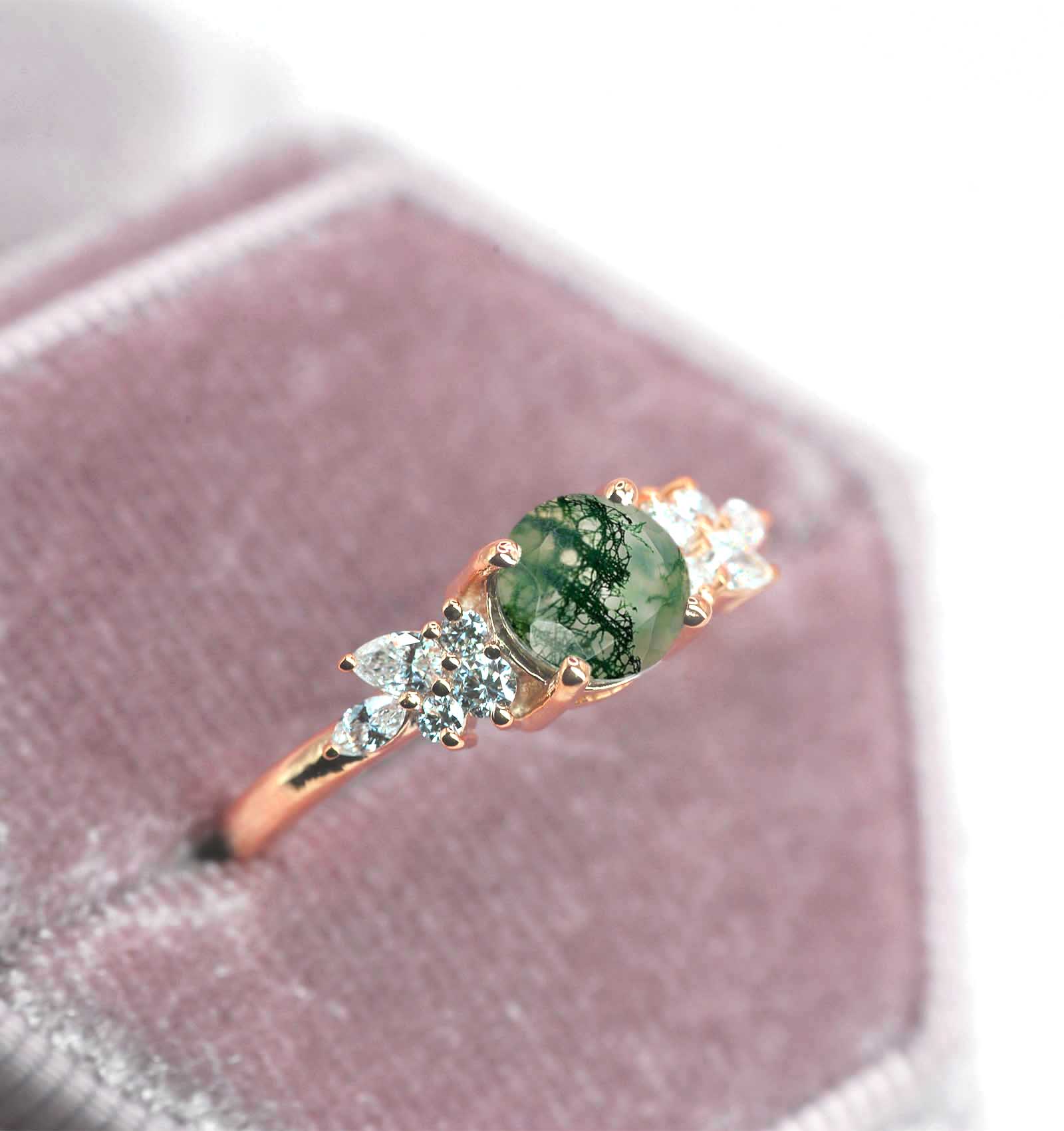 moss agate bridal ring
