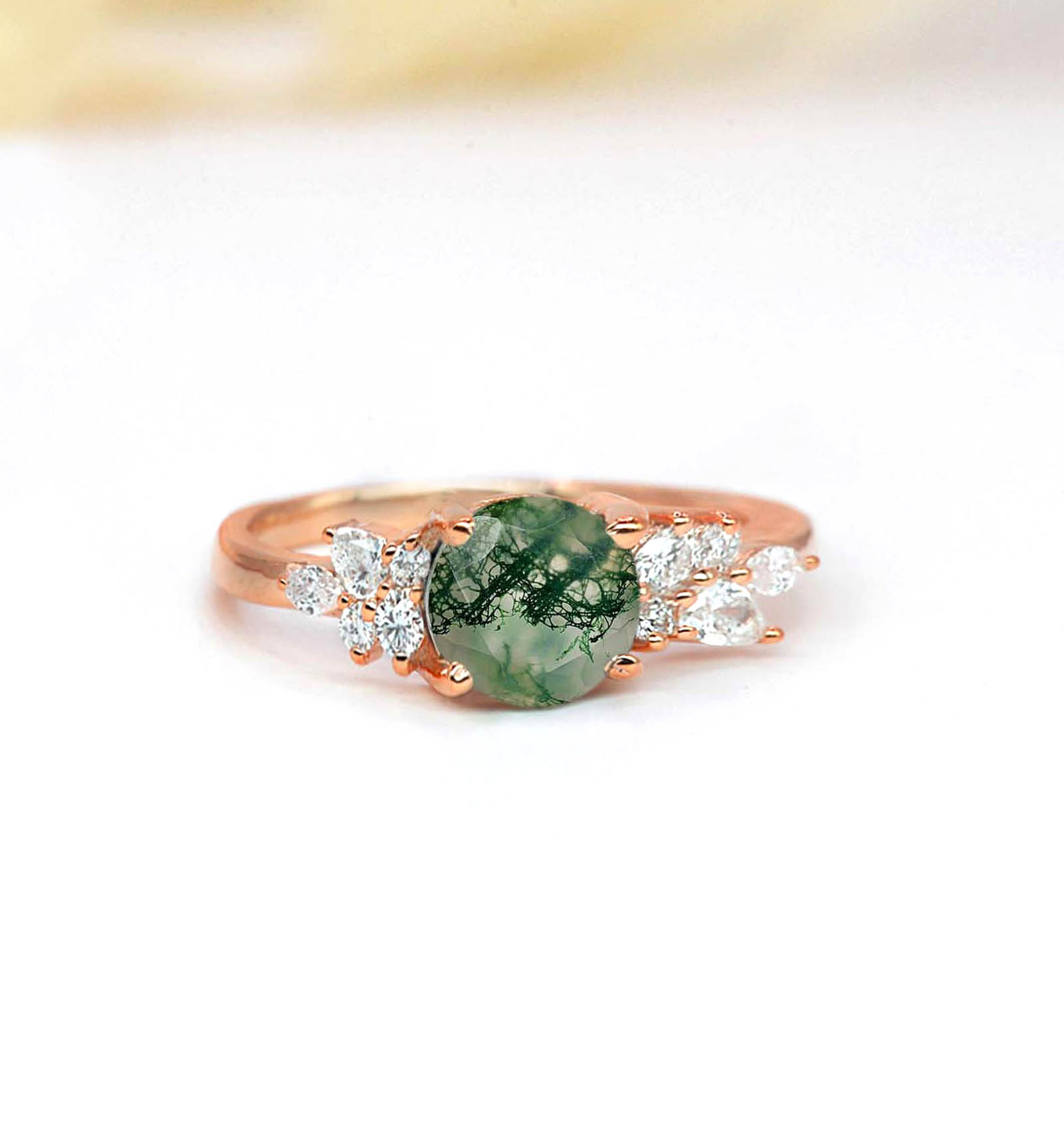 moss agate bridal ring