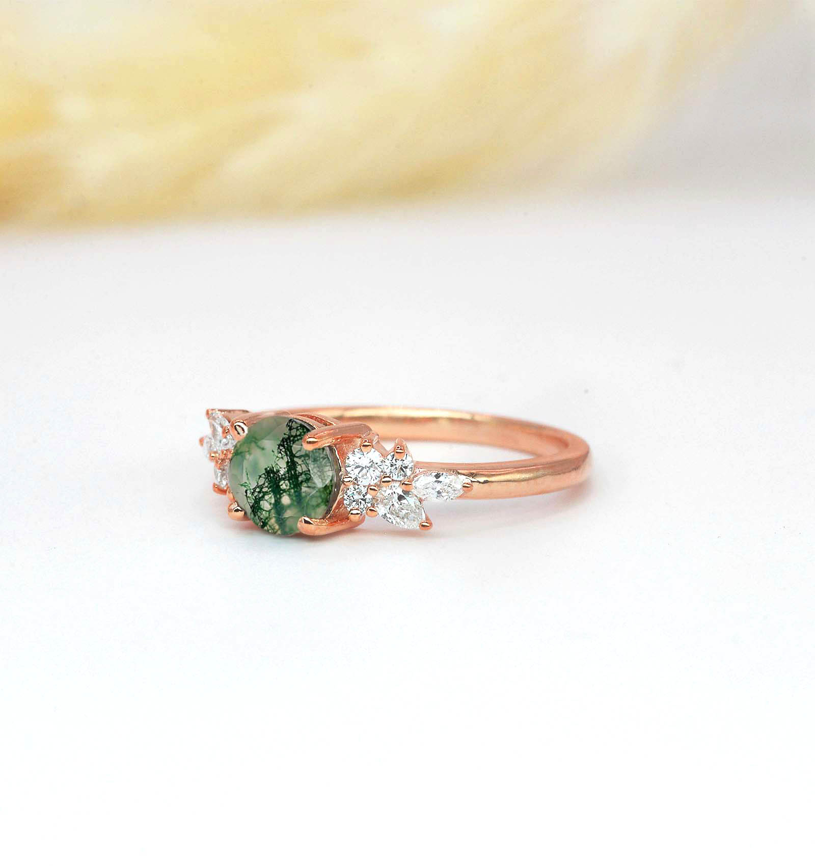 moss agate bridal ring