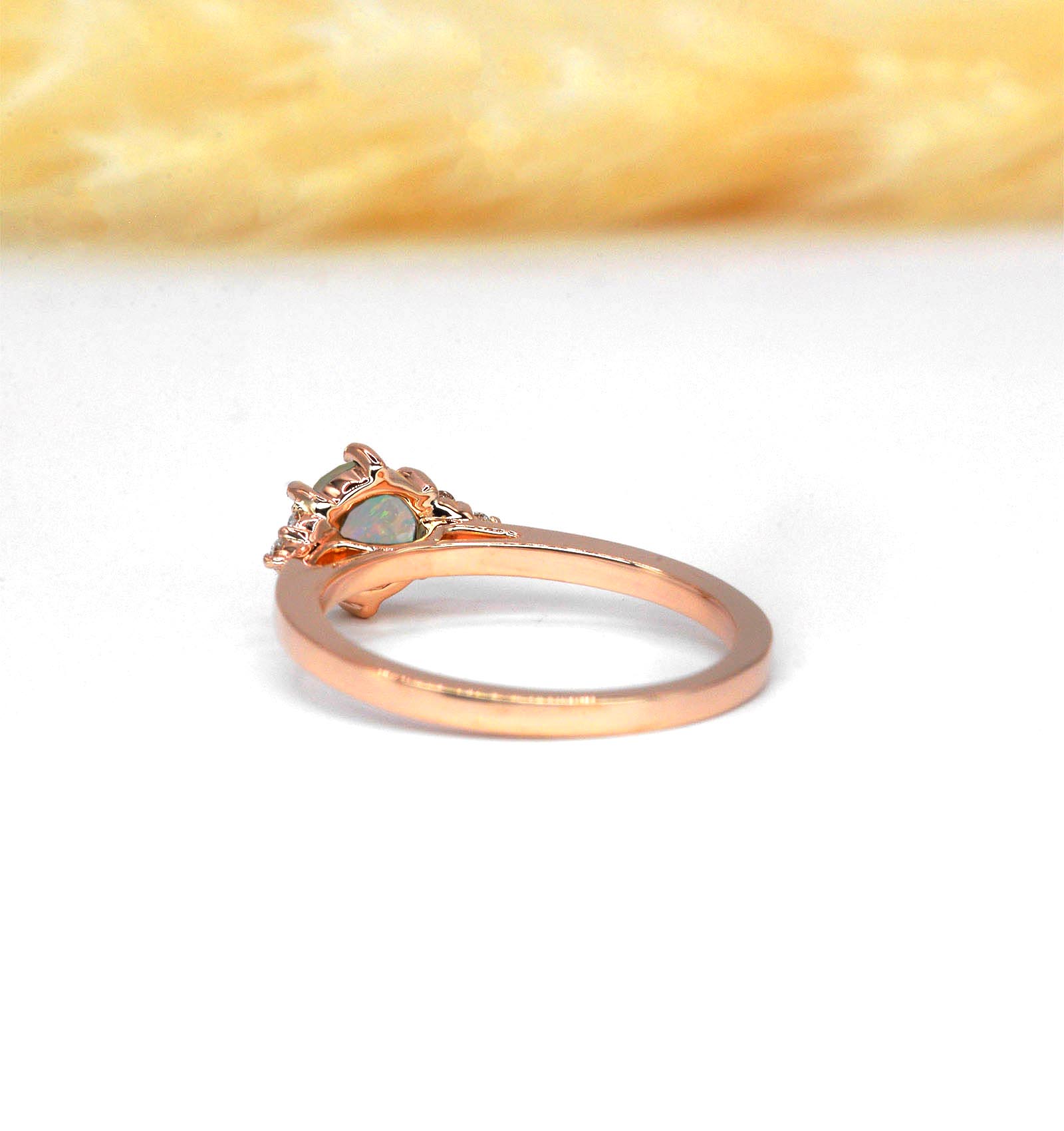 natural 6mm opal and diamond ring