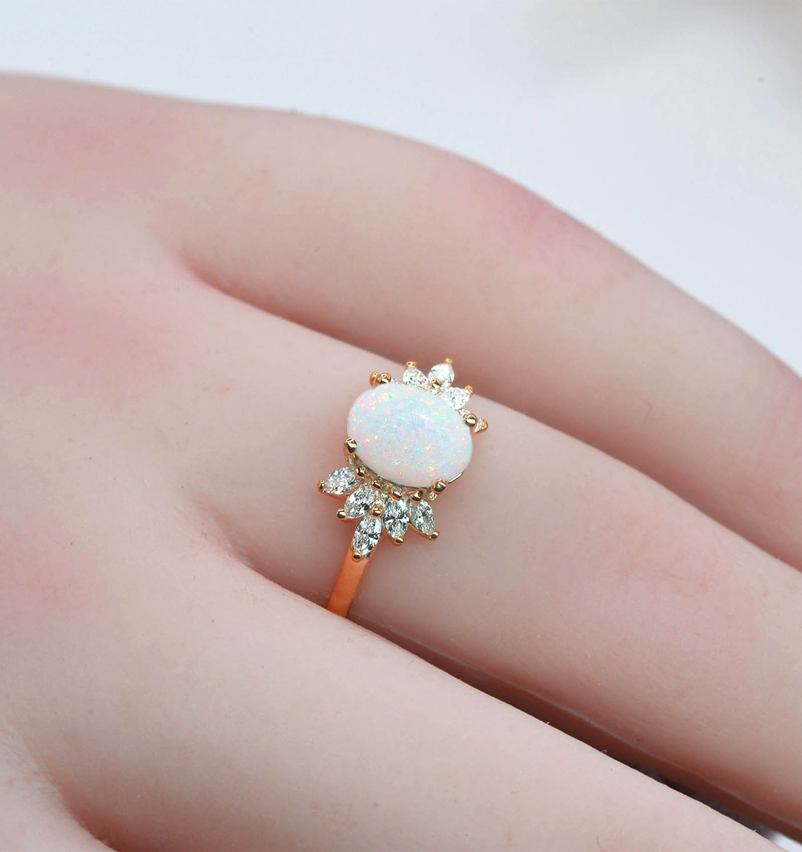 white opal high ring