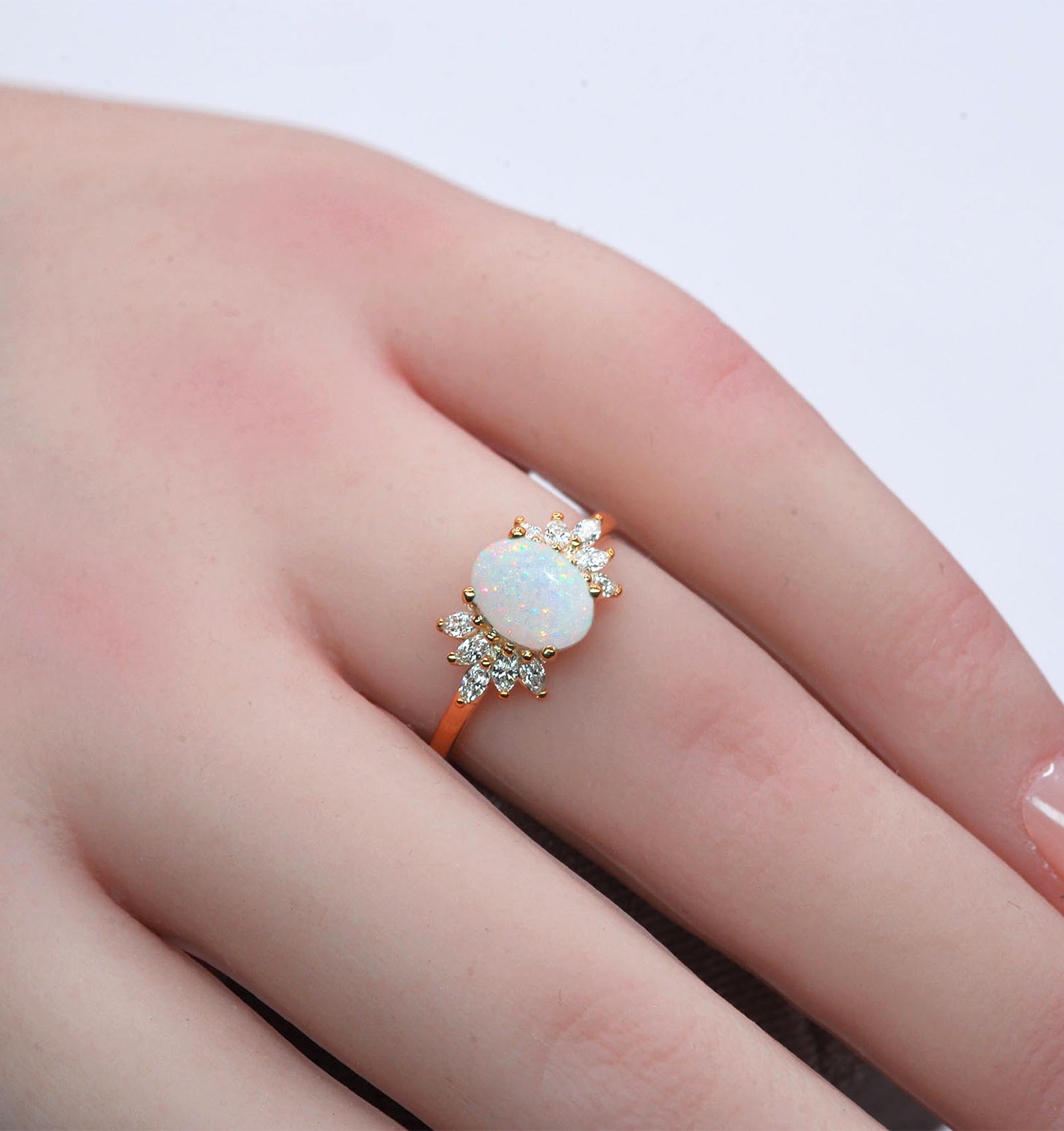 white opal high ring