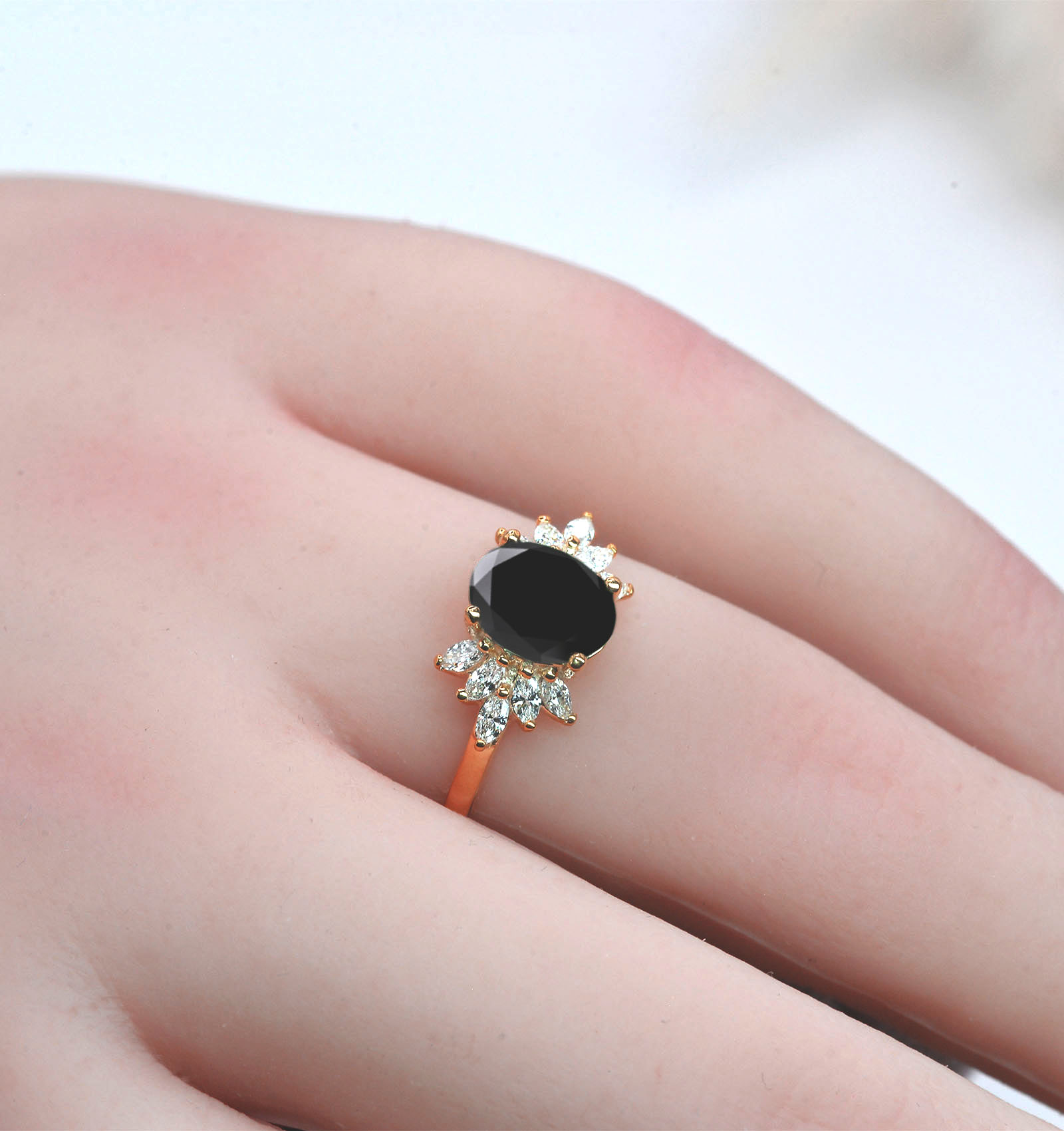 black diamond high engagement ring