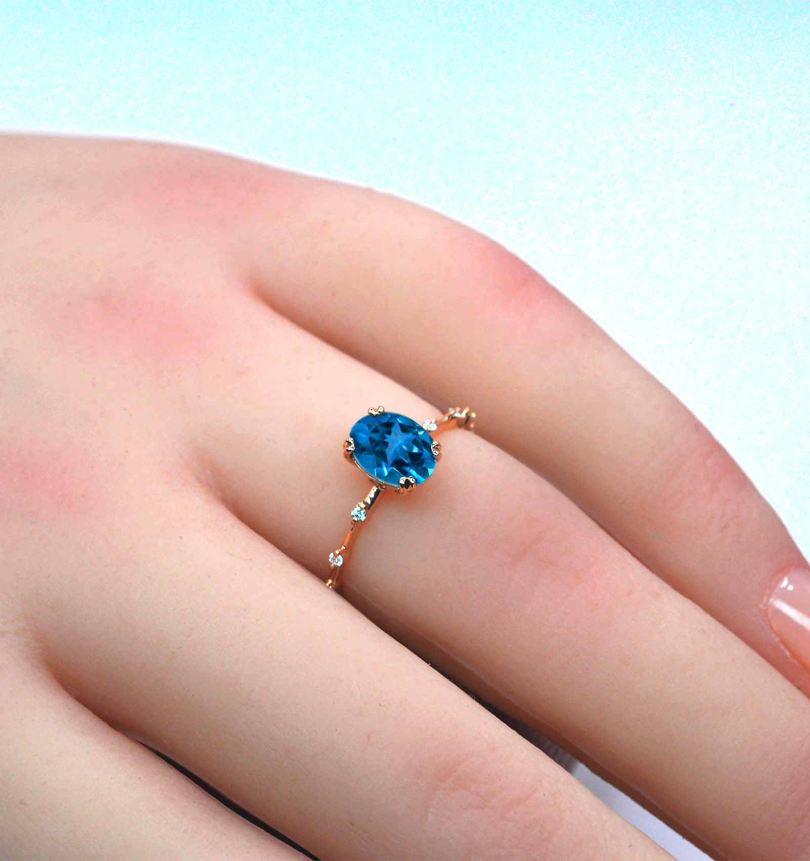oval blue topaz celebrity ring