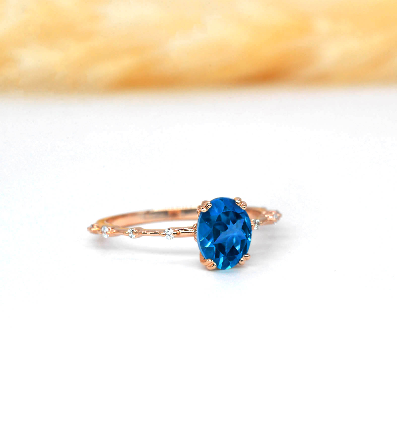 oval blue topaz celebrity ring
