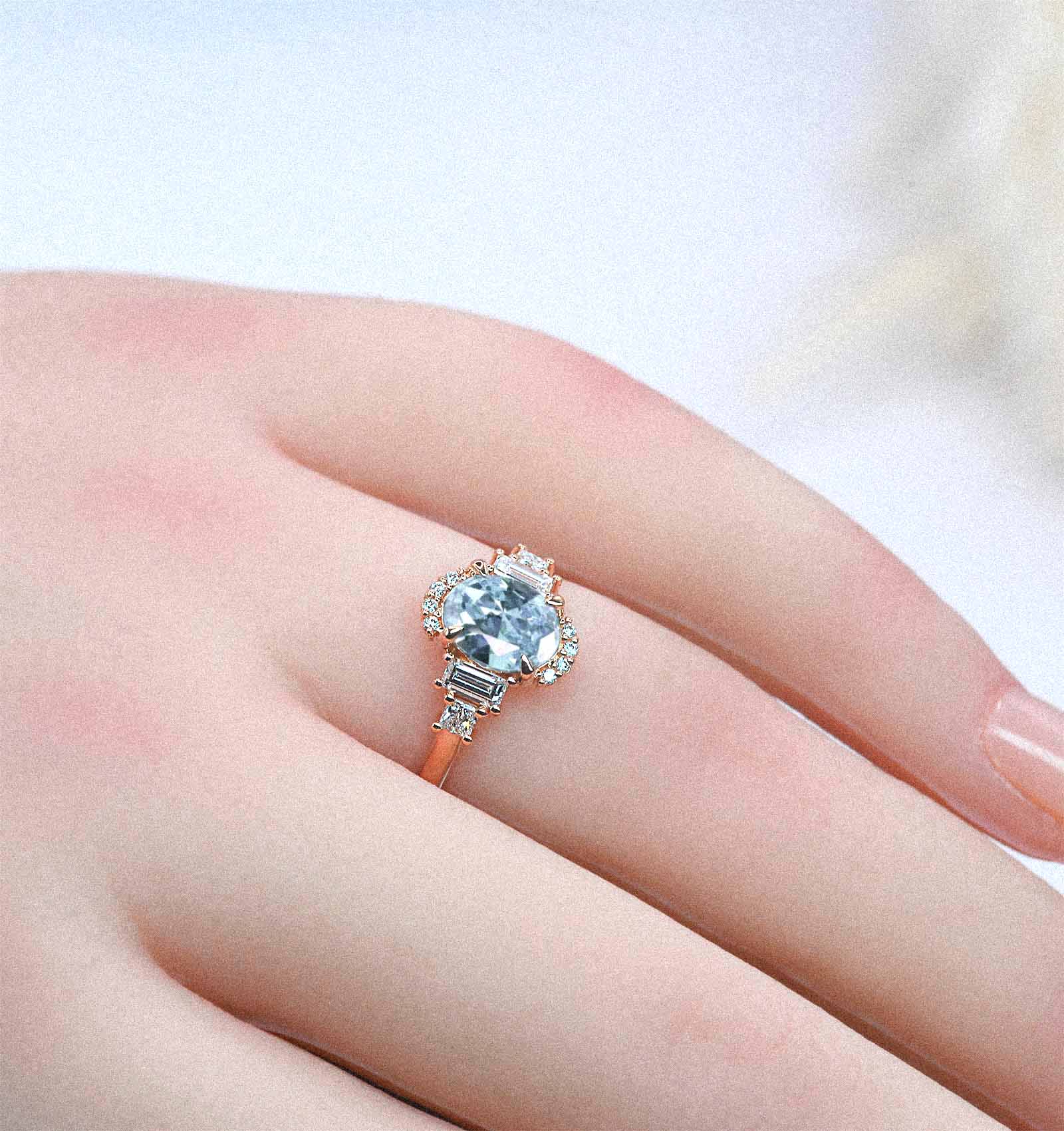 aquamarine anniversary cluster ring