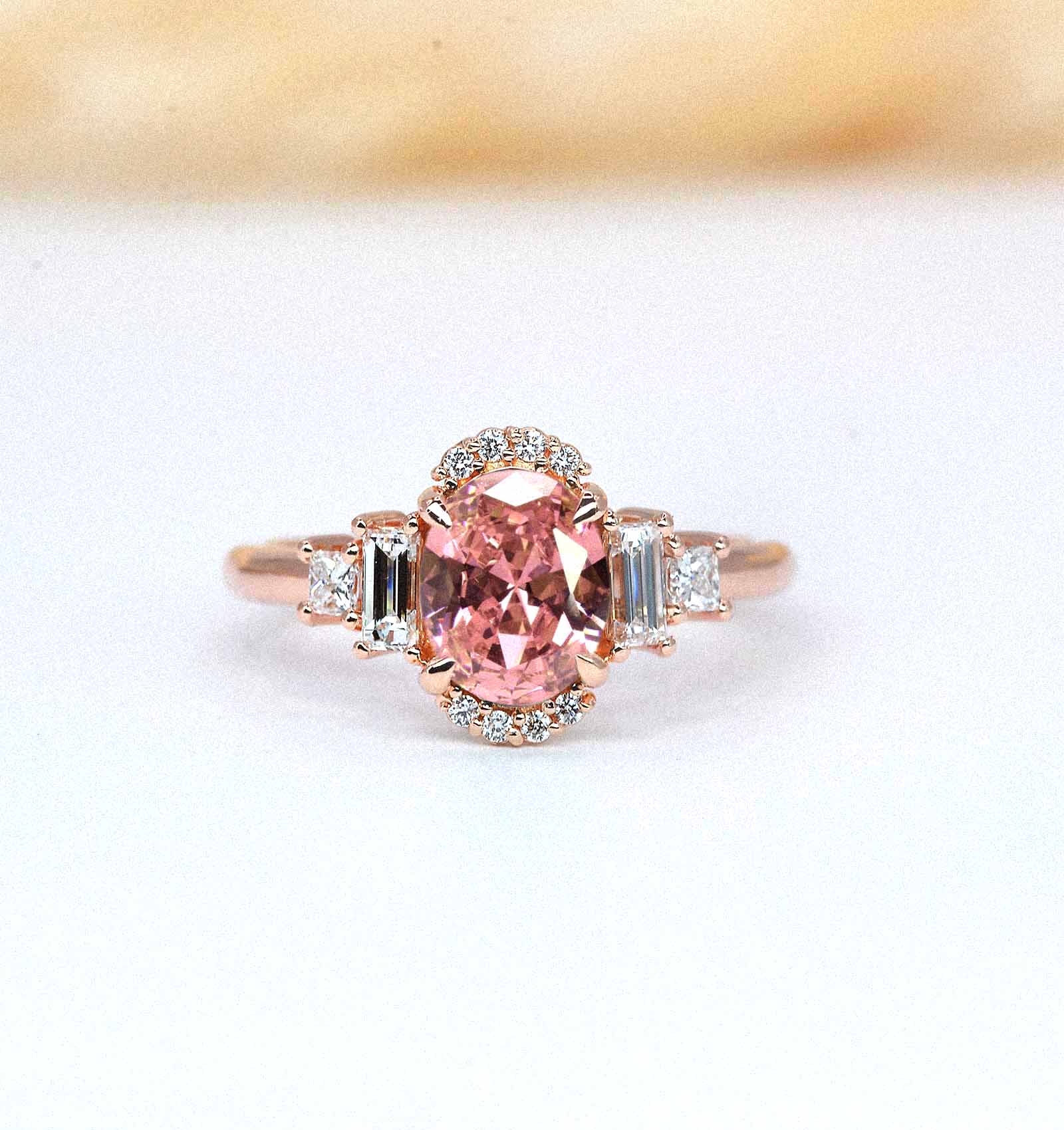 oval morganite and diamond cluster ring