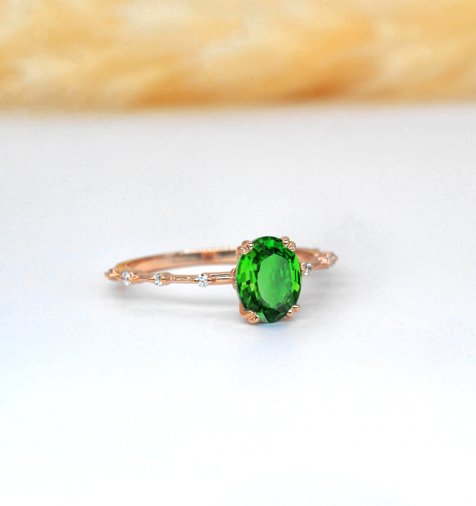 oval natural tsavorite engagement ring