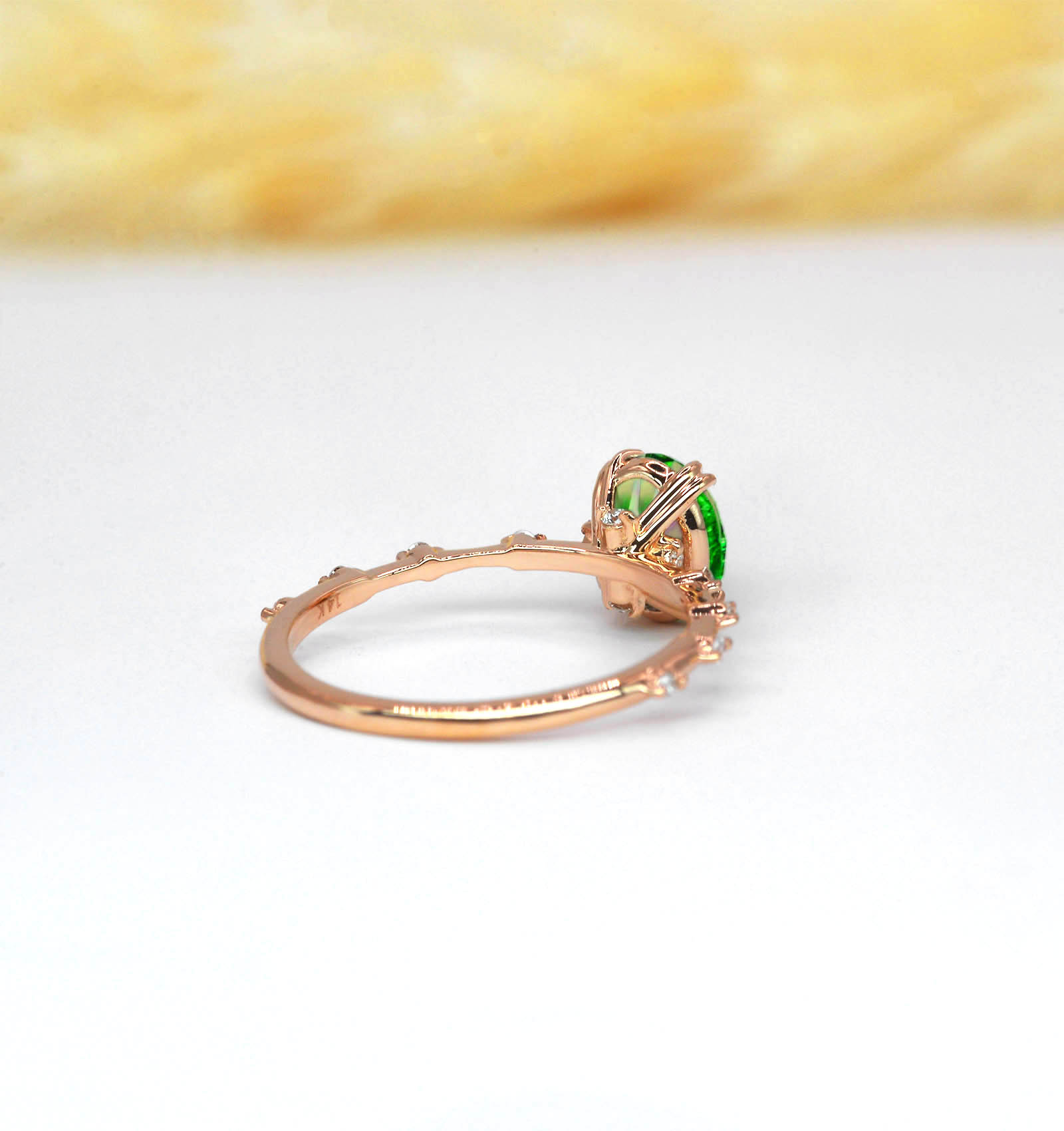 oval natural tsavorite engagement ring