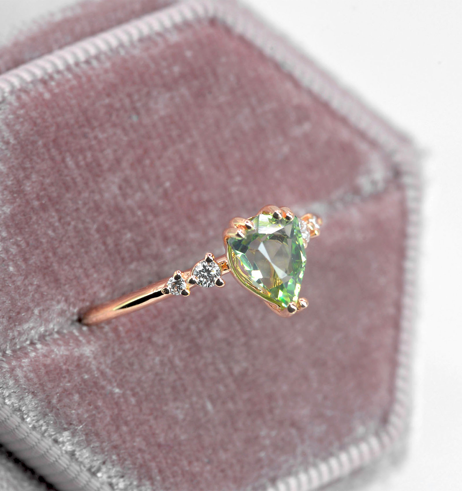 pear tsavorite dainty ring