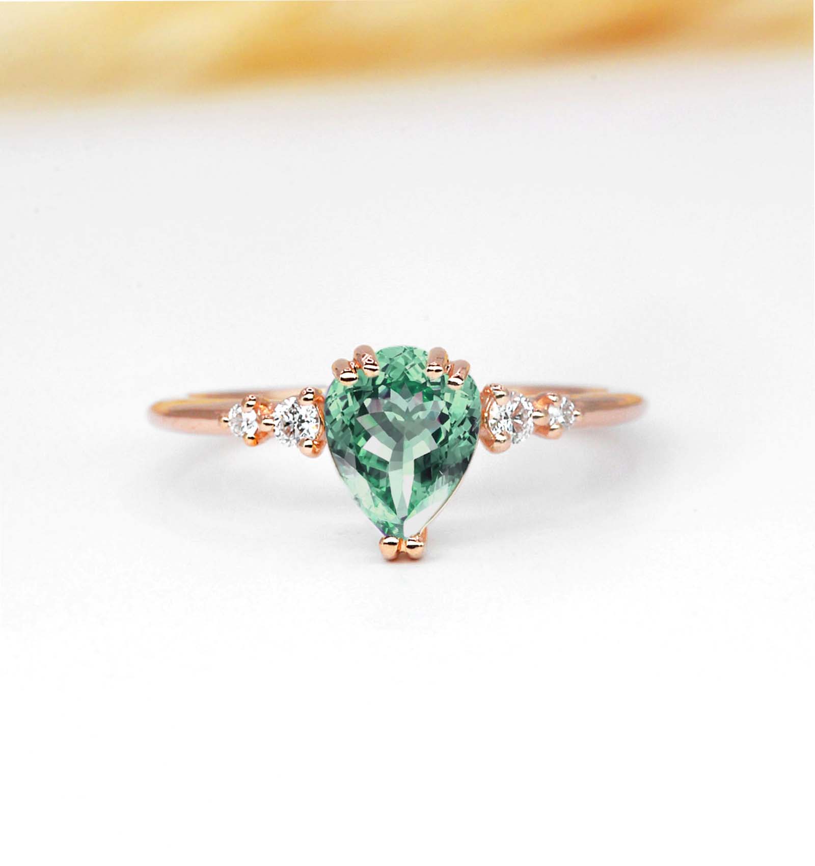 pear mint green bridal ring