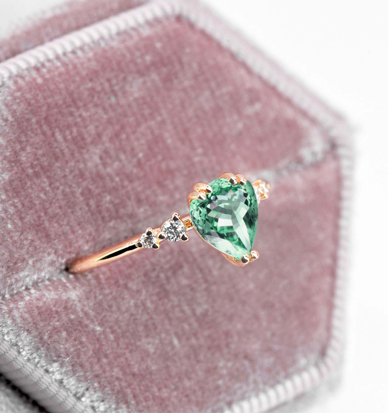 pear mint green bridal ring