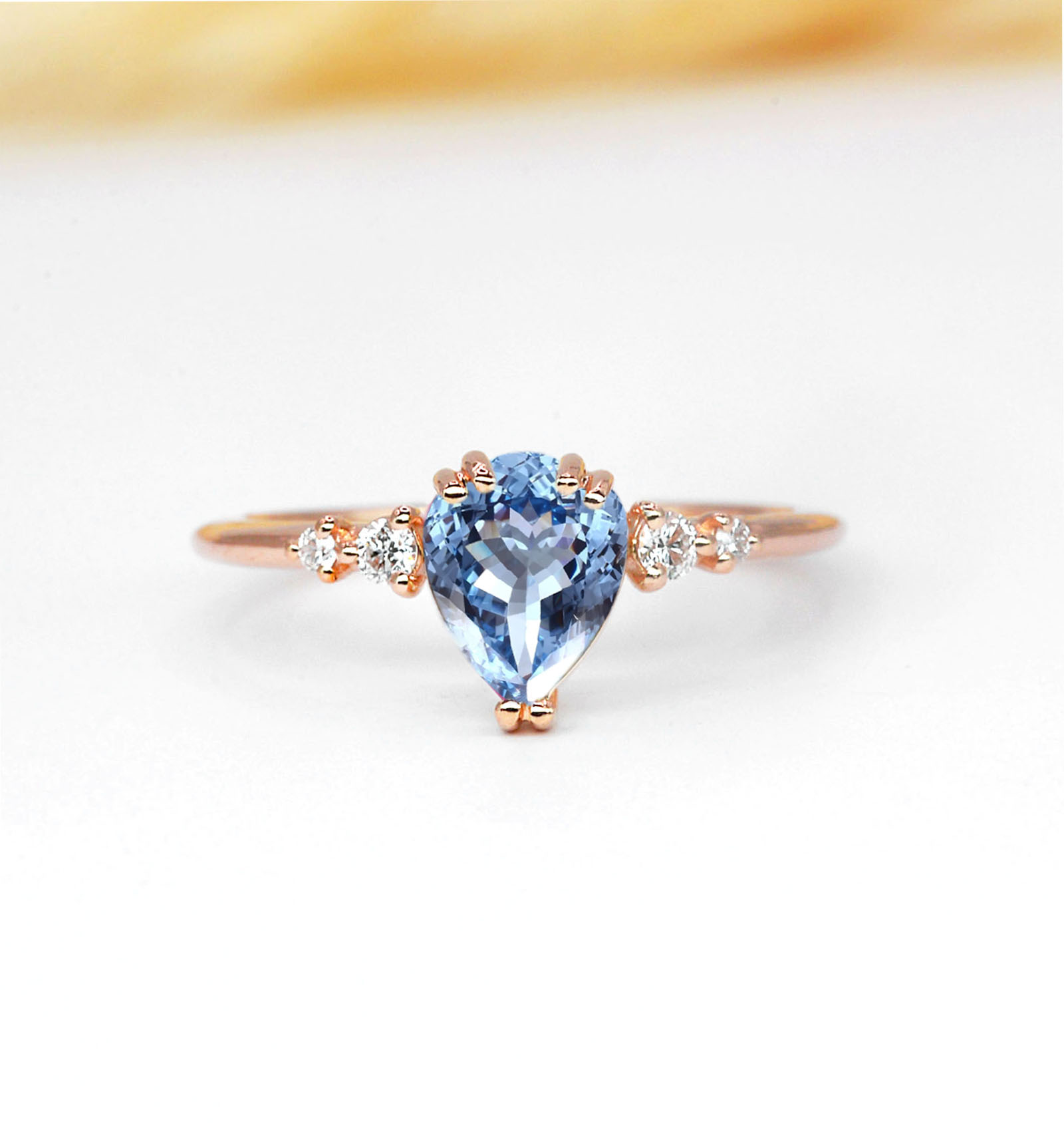 pear shape aquamarine bridal ring