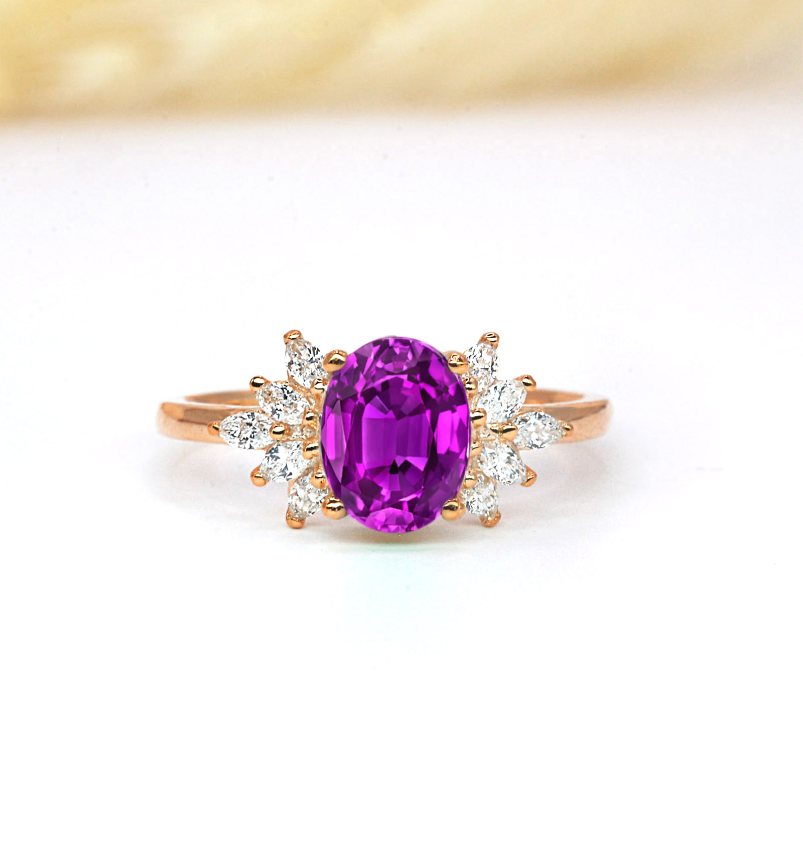 oval pink sapphire art deco ring