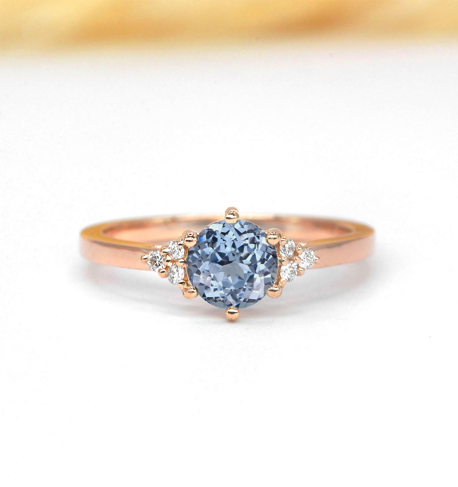 round aquamarine vintage engagement ring