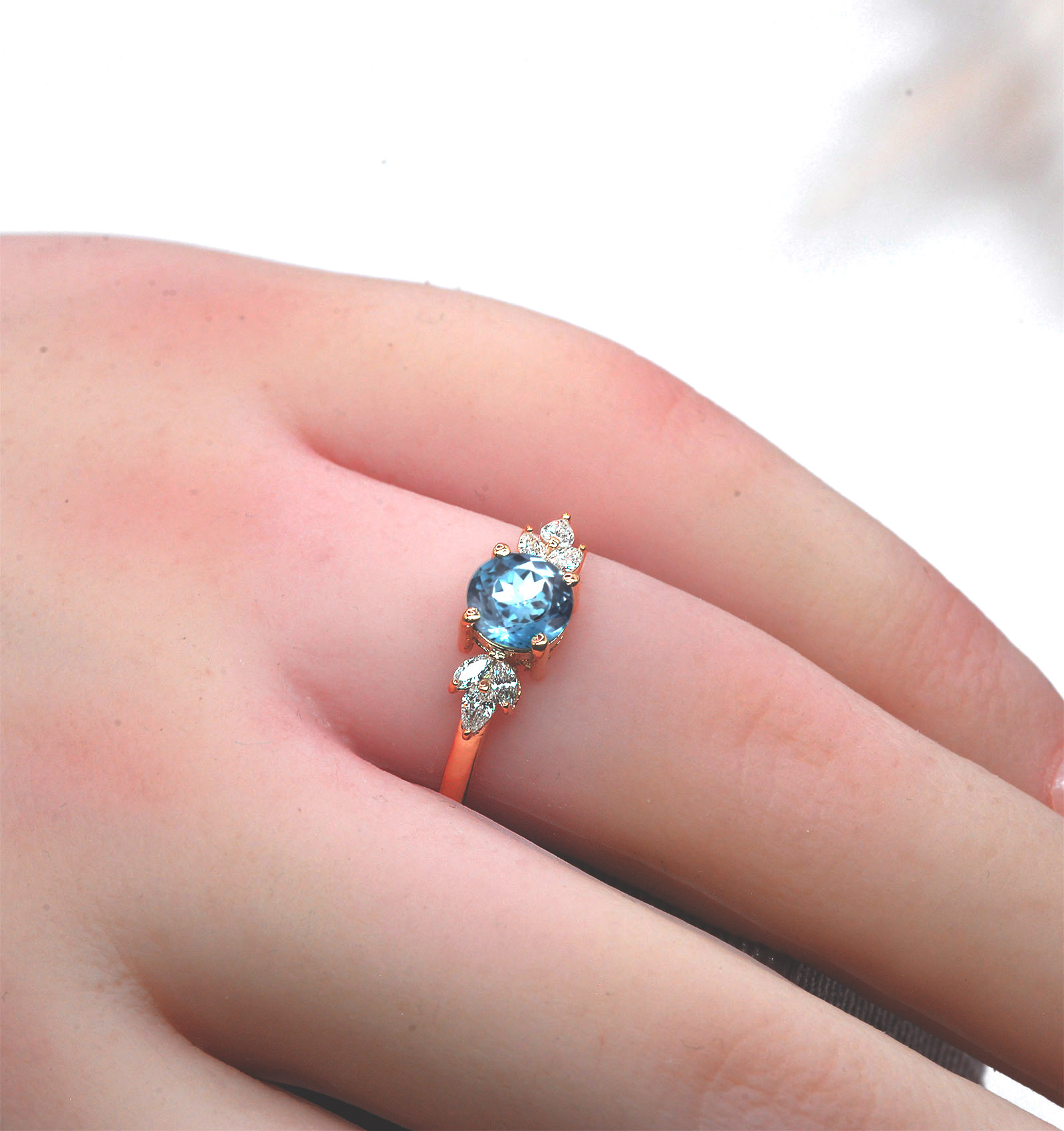 round aquamarine celebrity dainty ring
