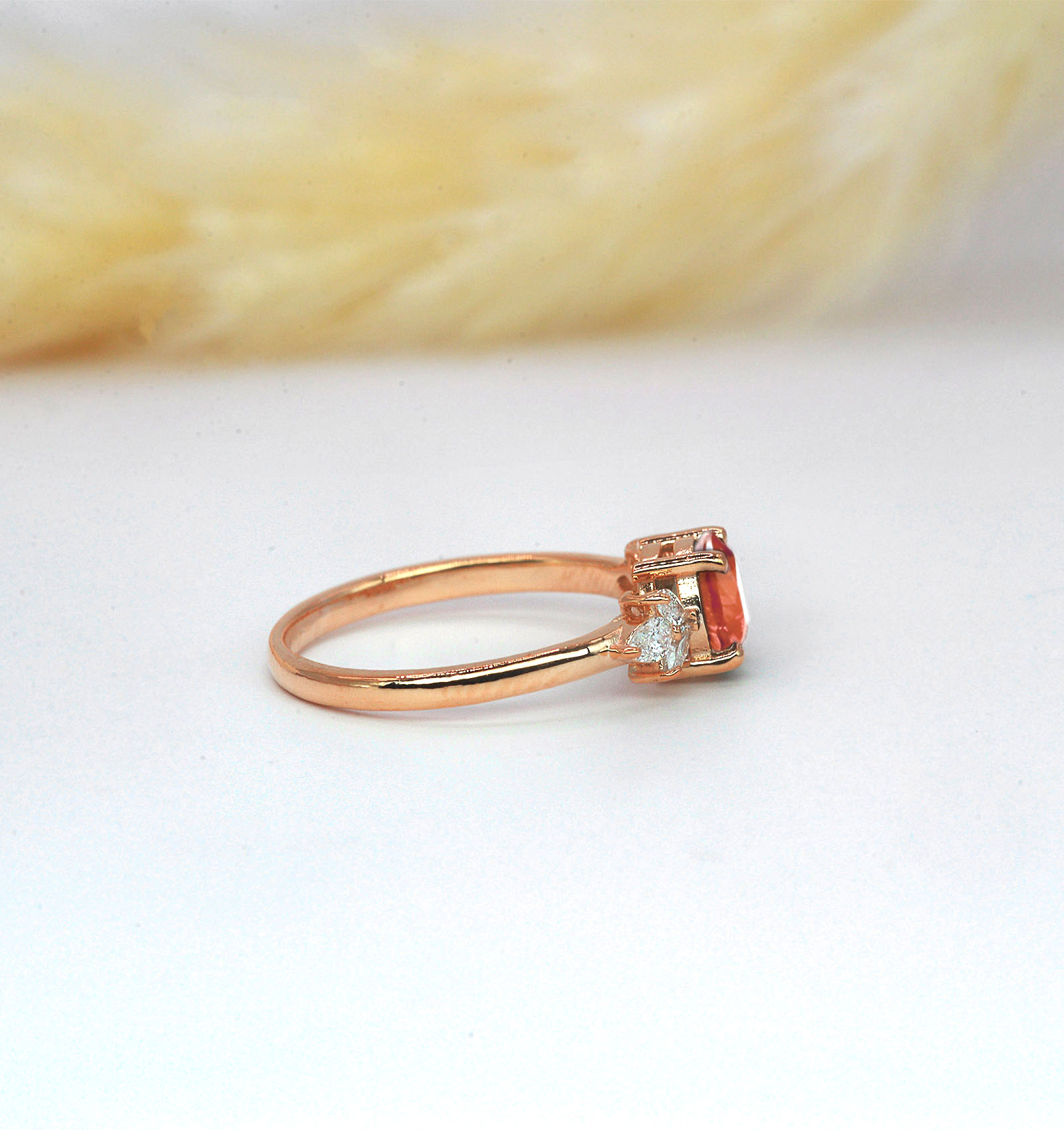 6mm natural morganite engagement ring