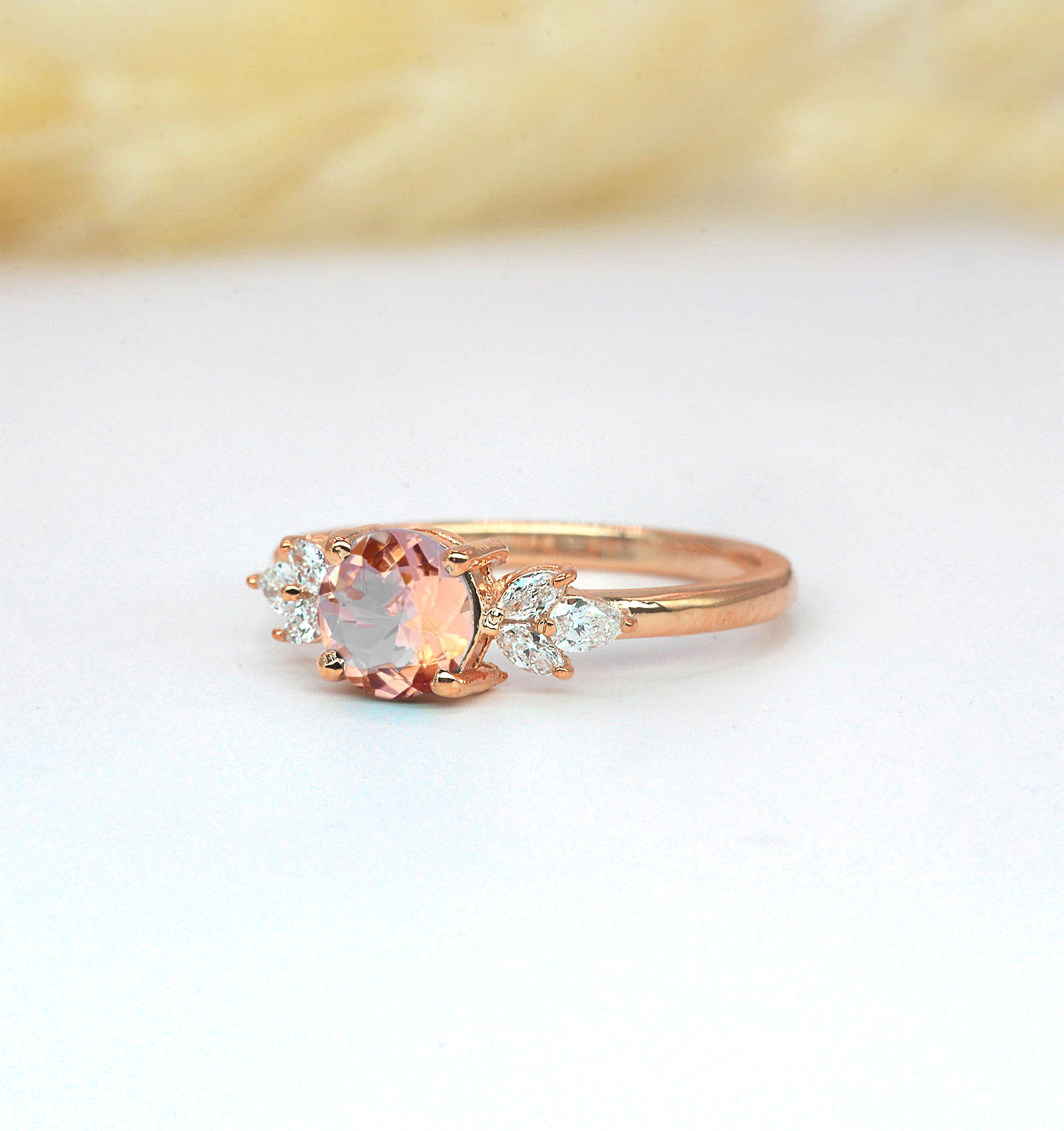 6mm natural morganite engagement ring