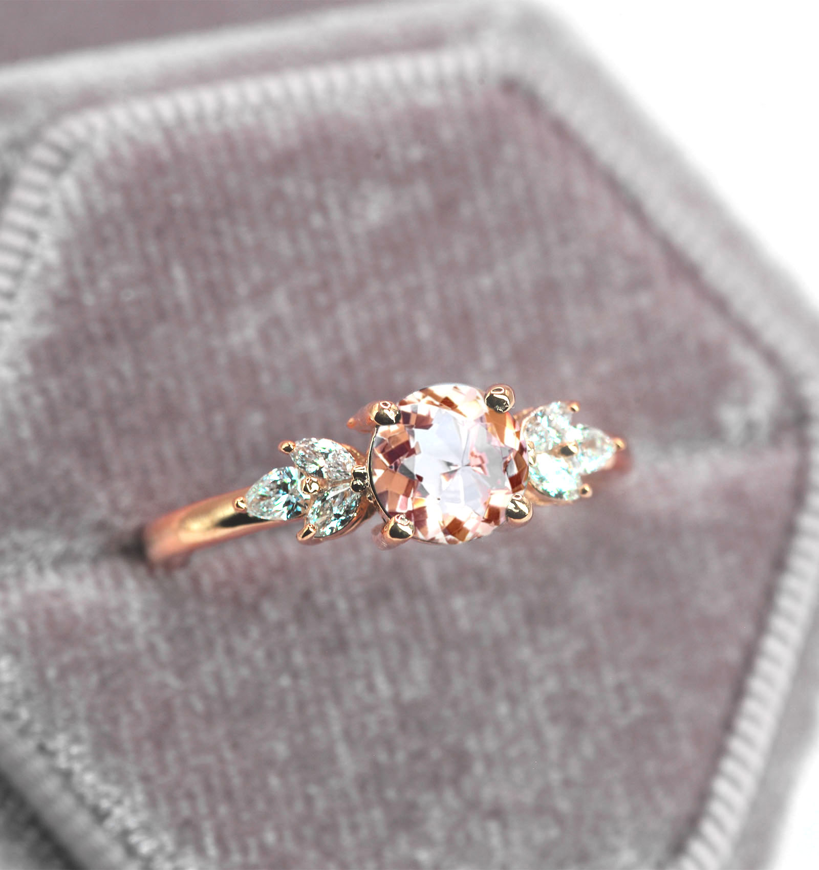 6mm natural morganite engagement ring