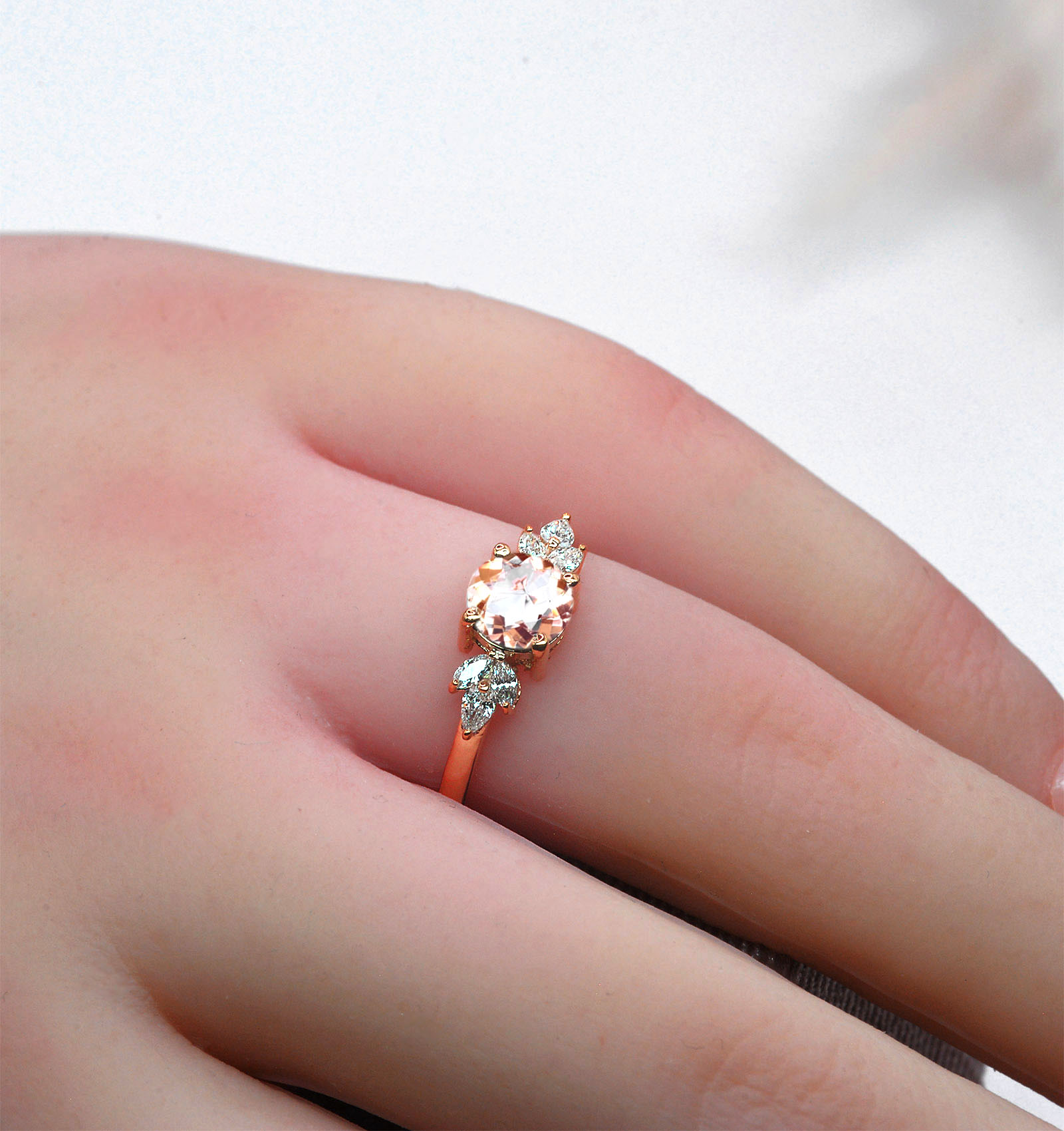 6mm natural morganite engagement ring