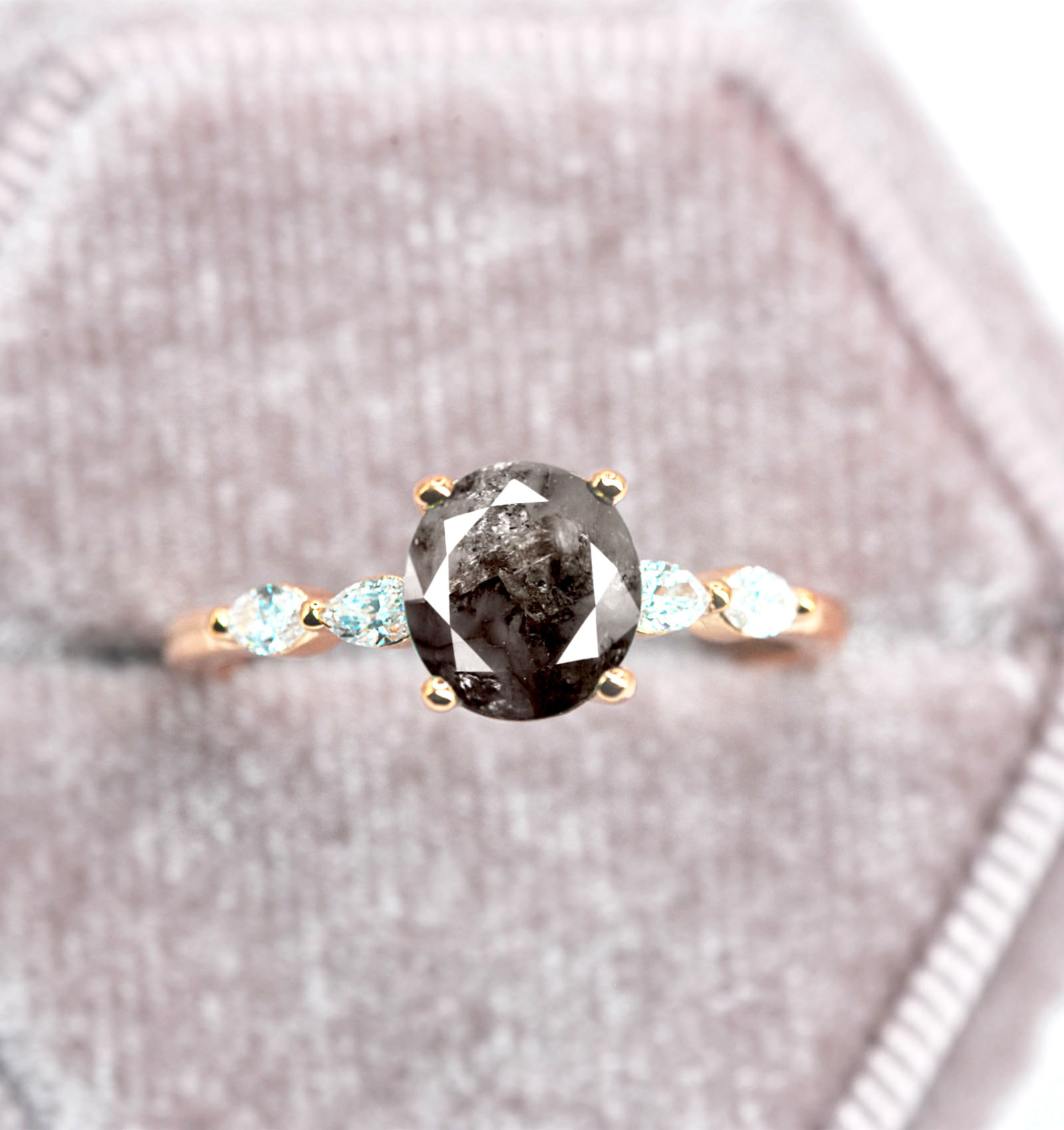 rustic grey diamond anniversary ring