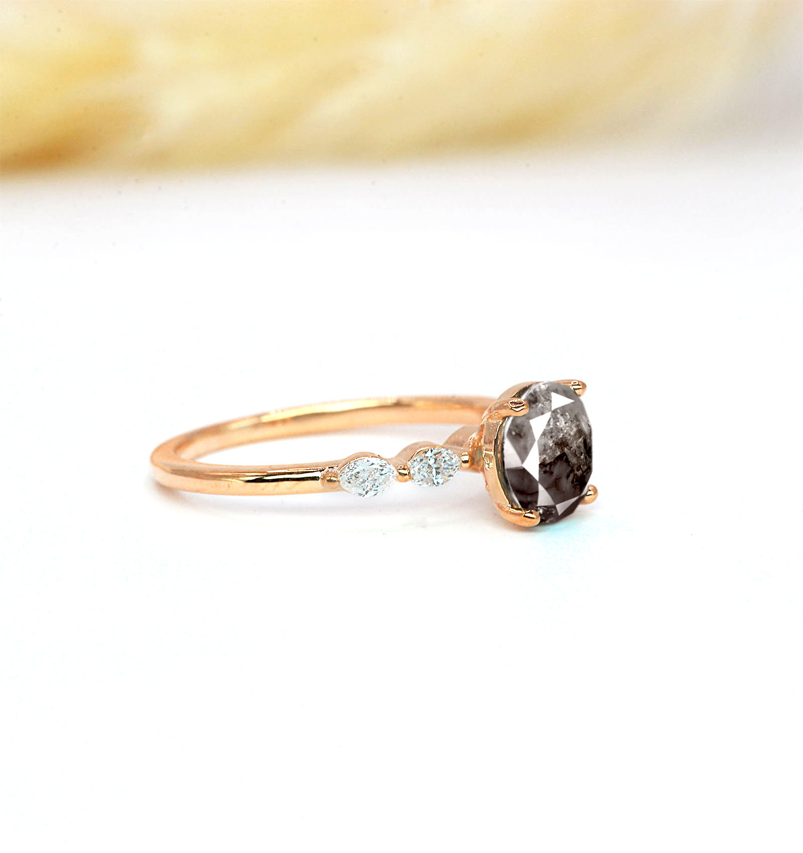 rustic grey diamond anniversary ring