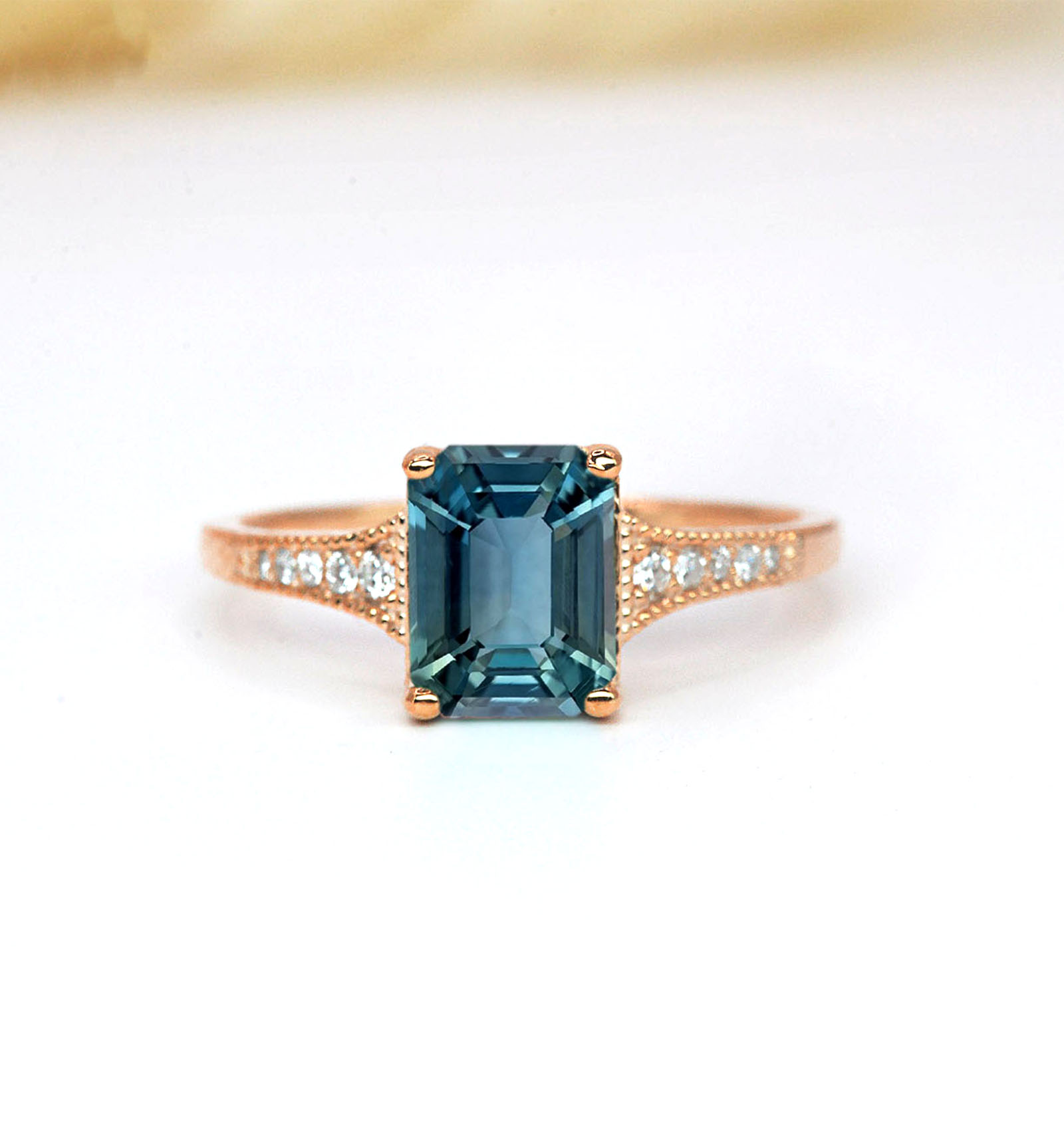 teal sapphire classic vintage ring