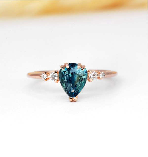 teal sapphire celebrity engagement ring