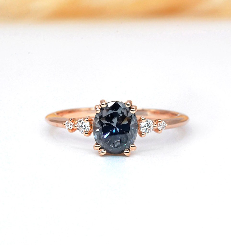 Gray Moissanite Engagement Ring