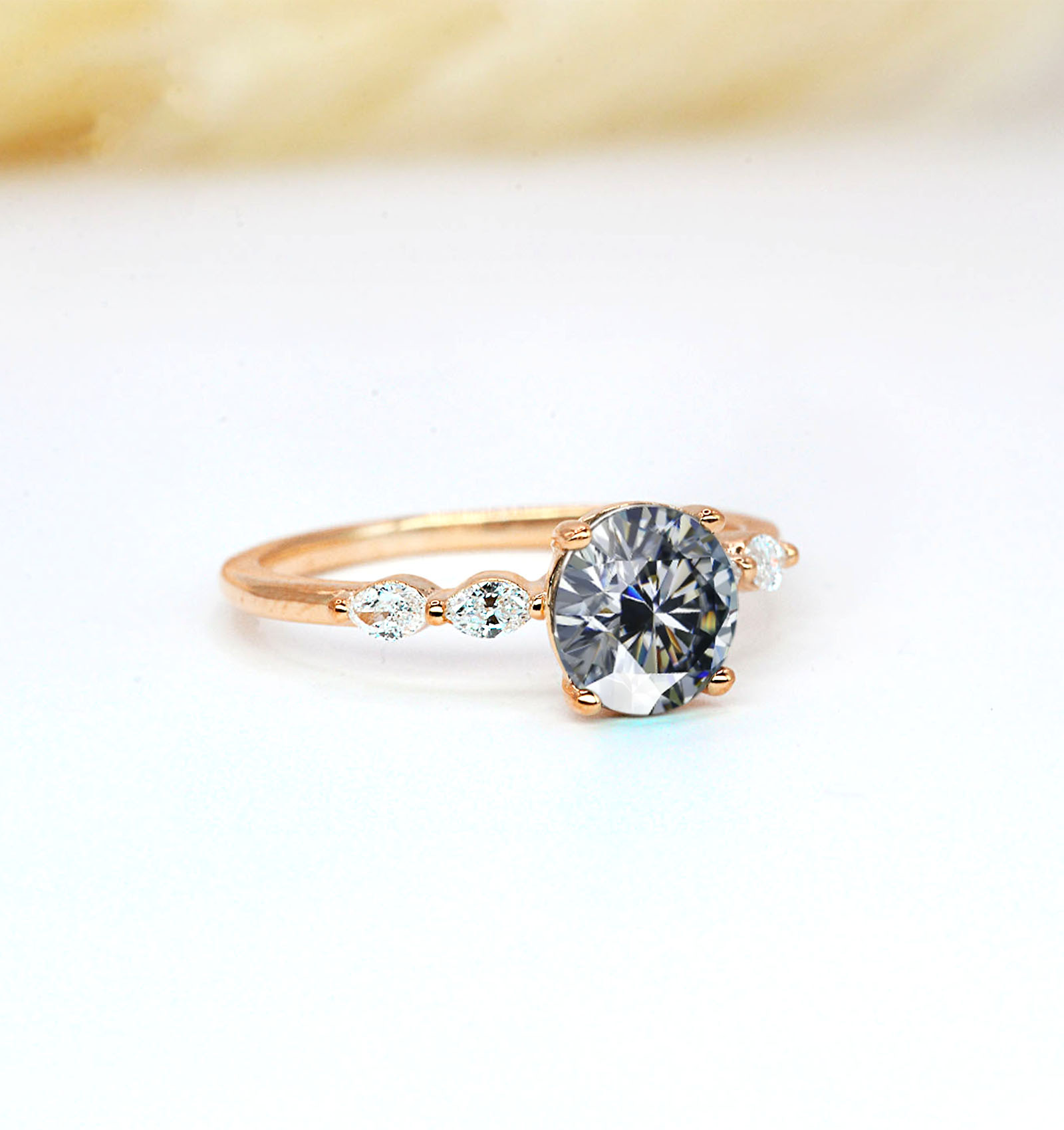 bridal grey moissanite ring