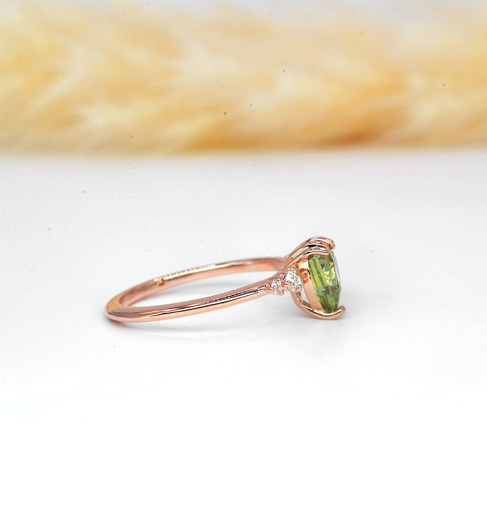 pear tsavorite dainty ring