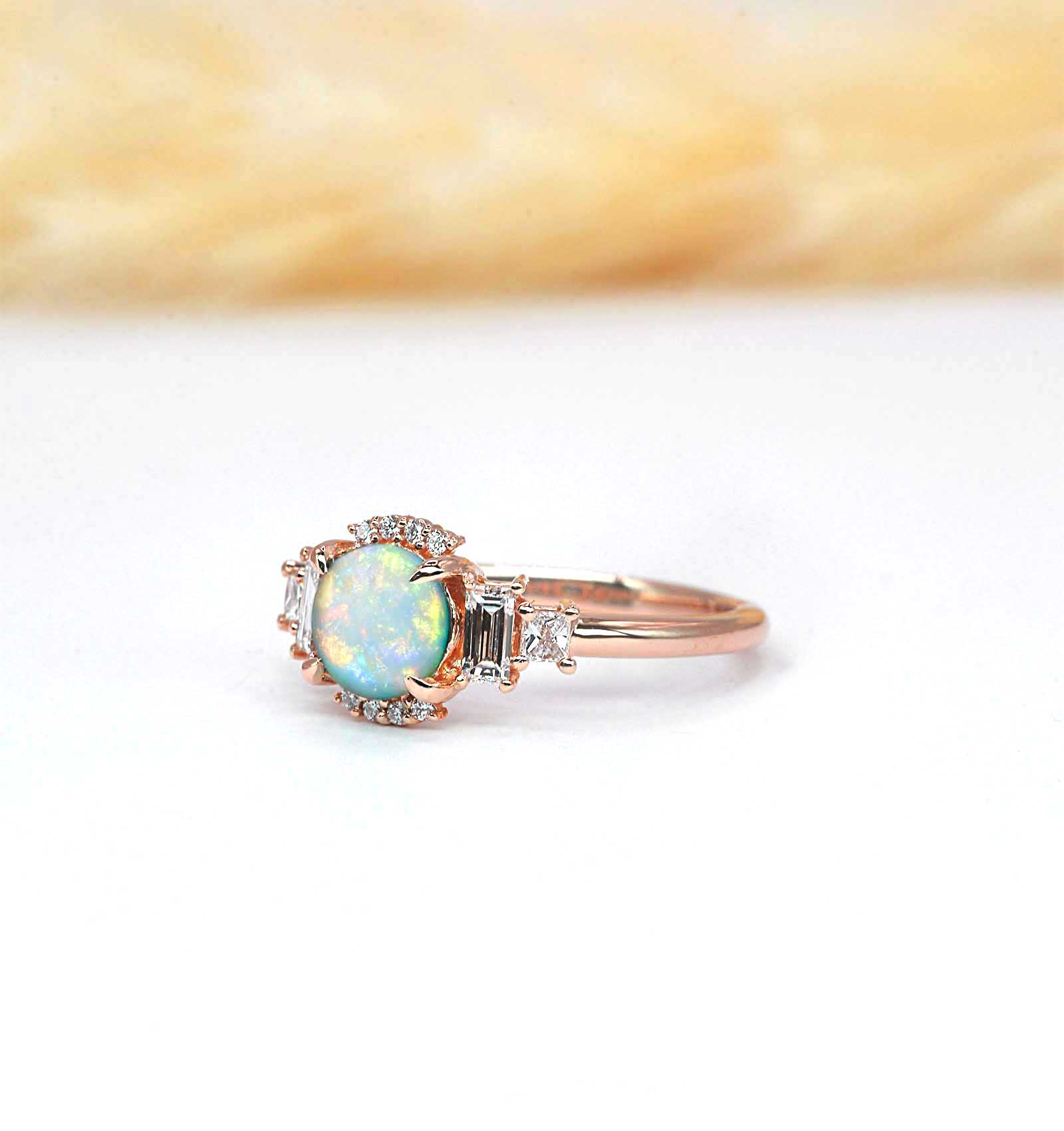 opal classic cluster engagement ring