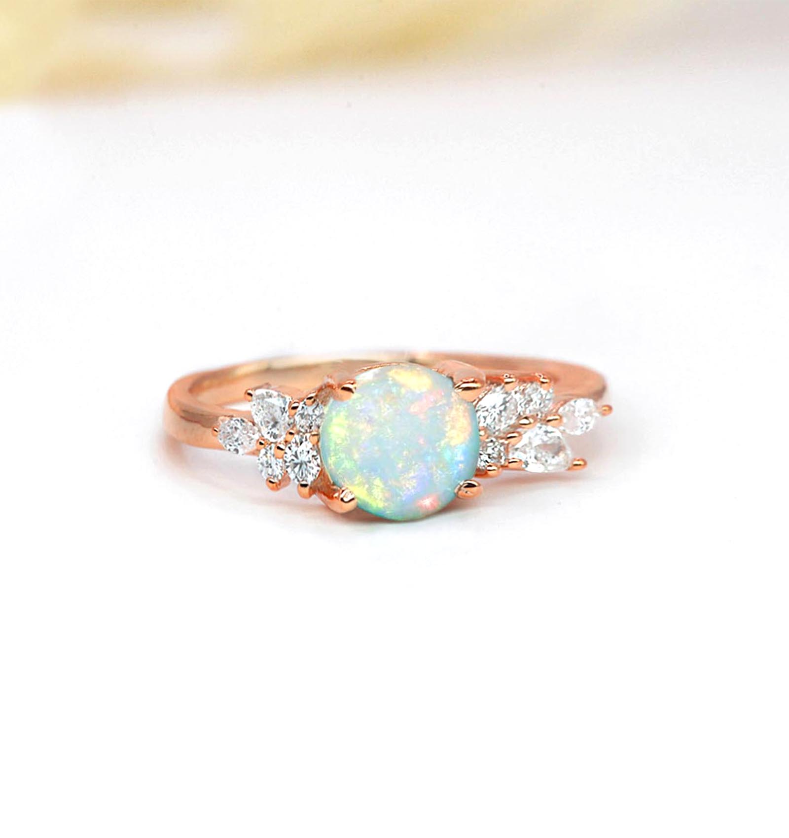 white opal gift engagement ring