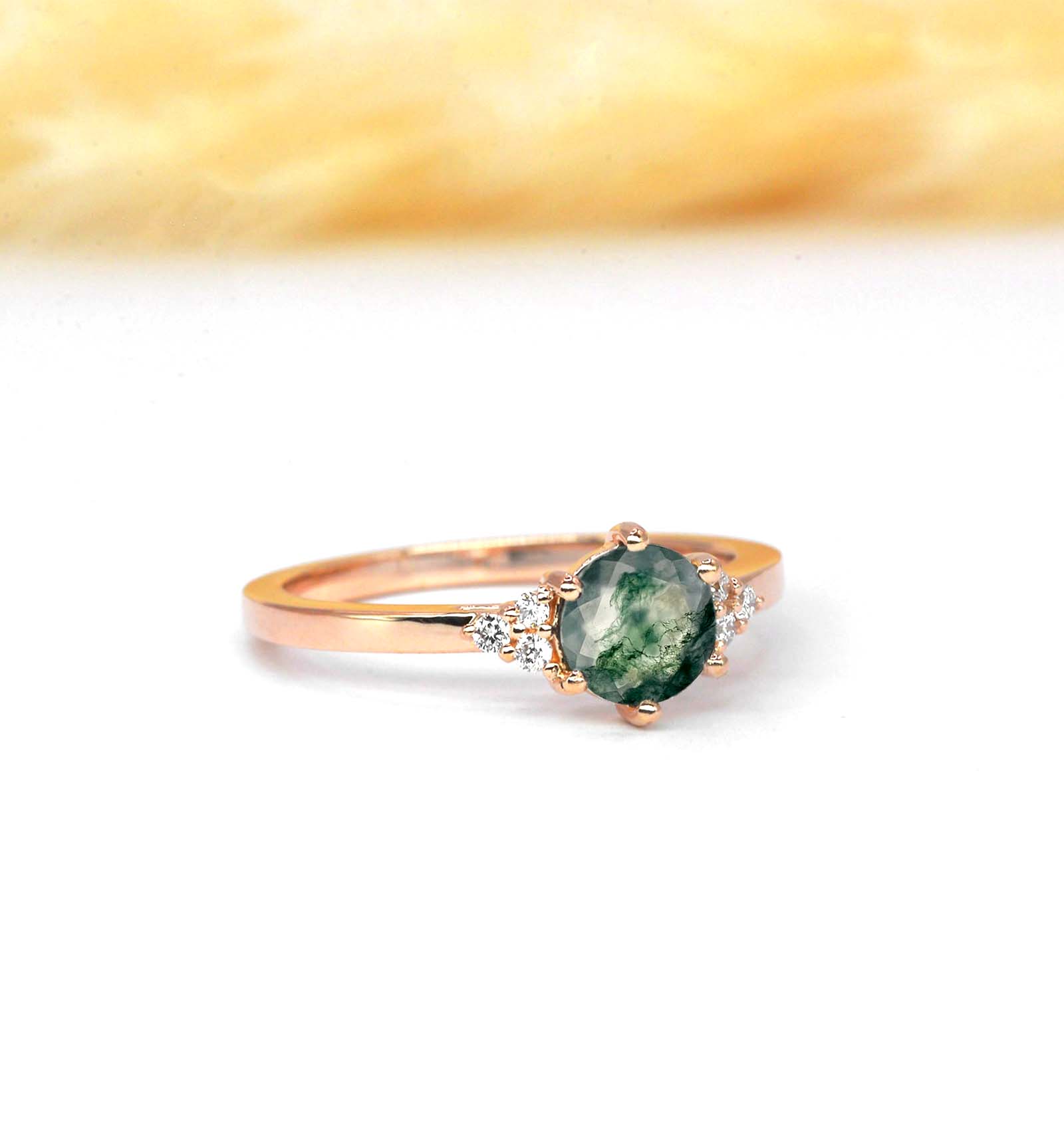 1.01ct moss agate engagement ring