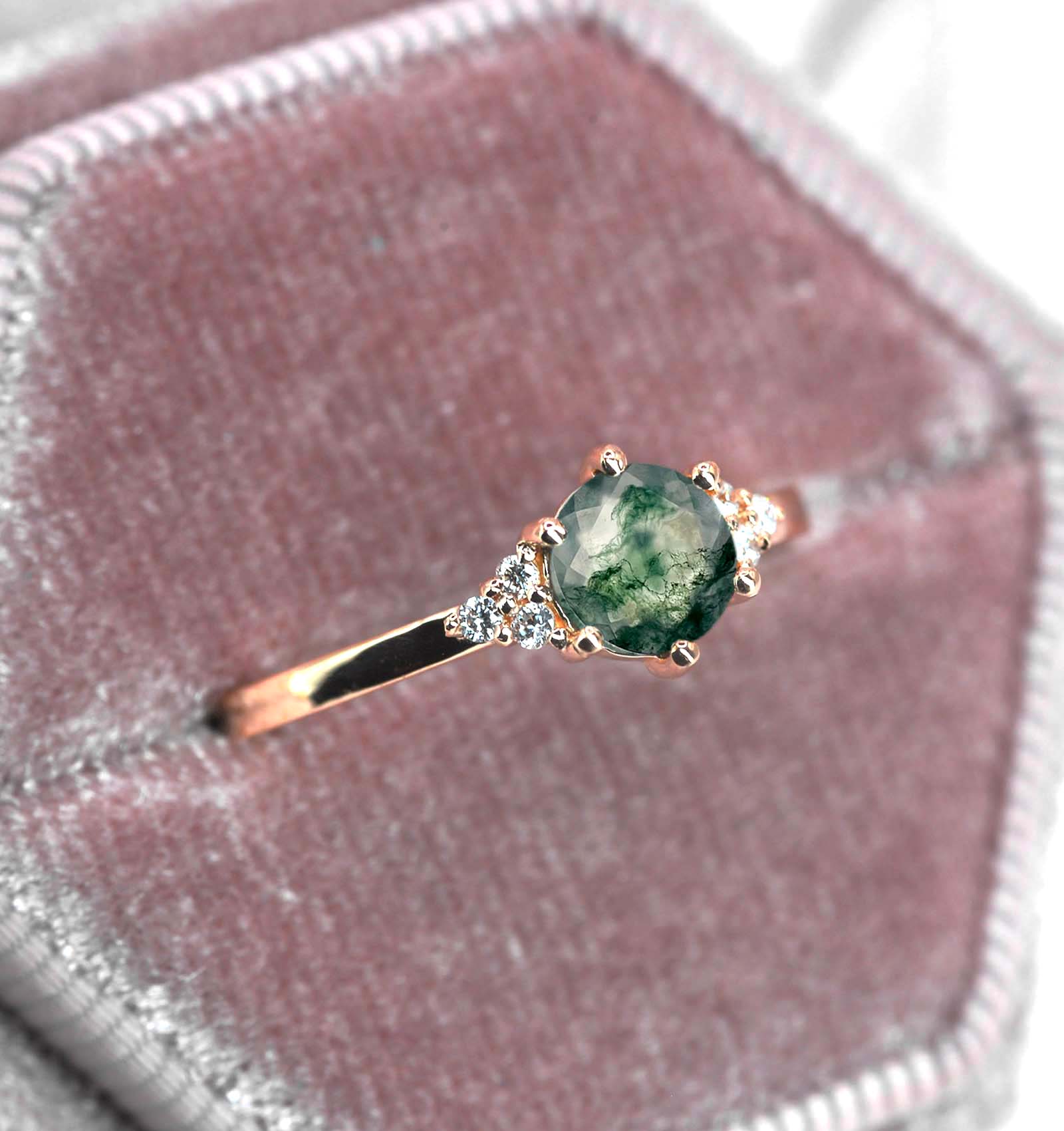 1.01ct moss agate engagement ring