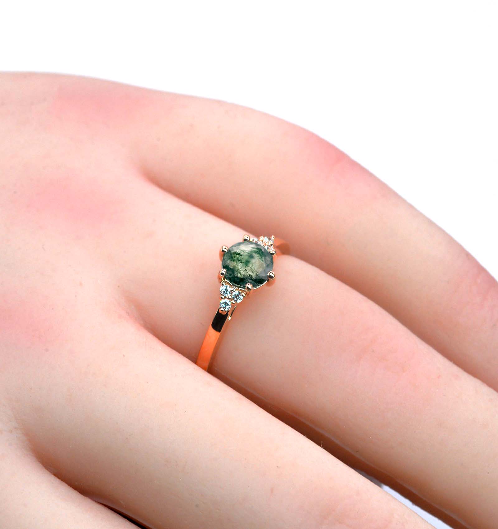 1.01ct moss agate engagement ring