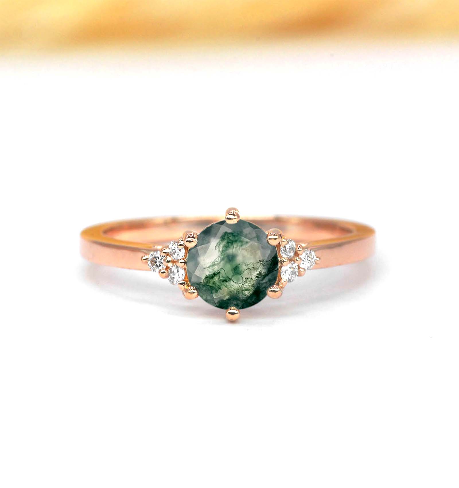 1.01ct moss agate engagement ring