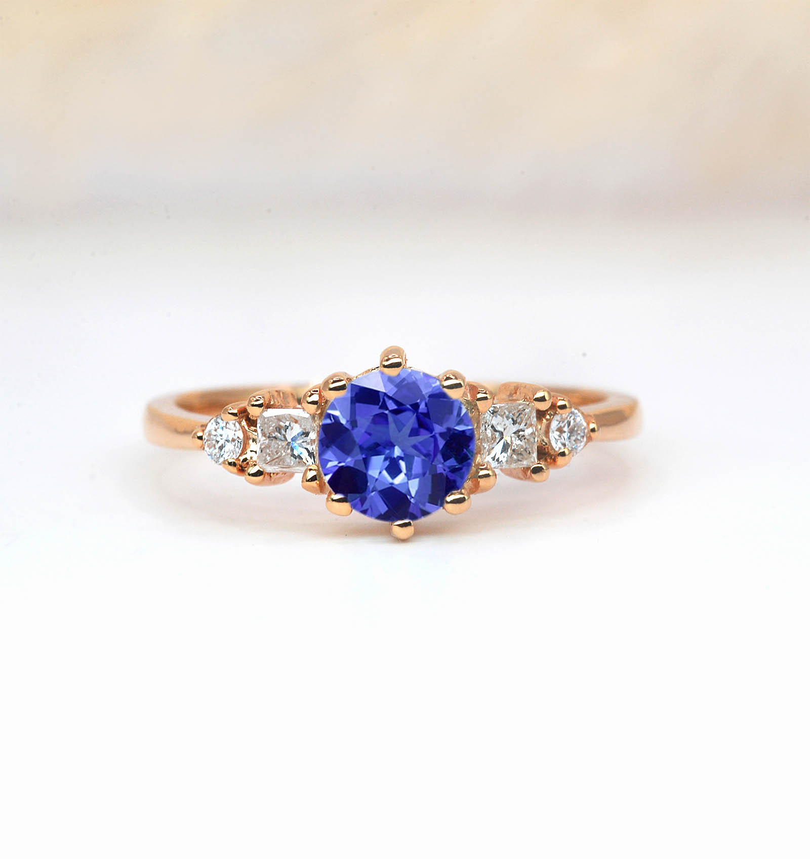 1.02ct round blue sapphire anniversary ring