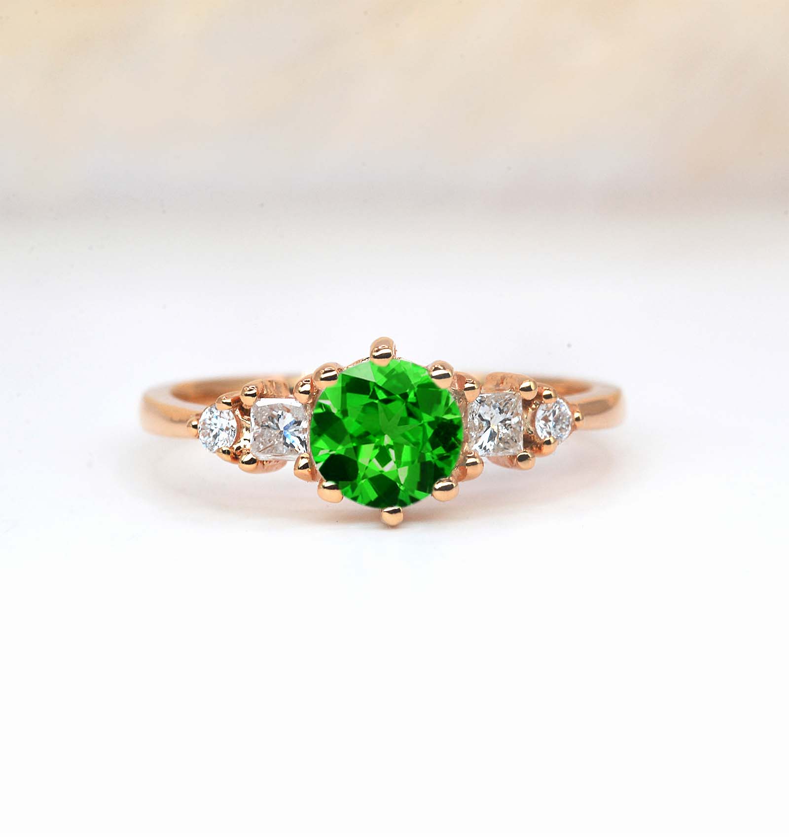 1.03ct green tsavorite bridal ring