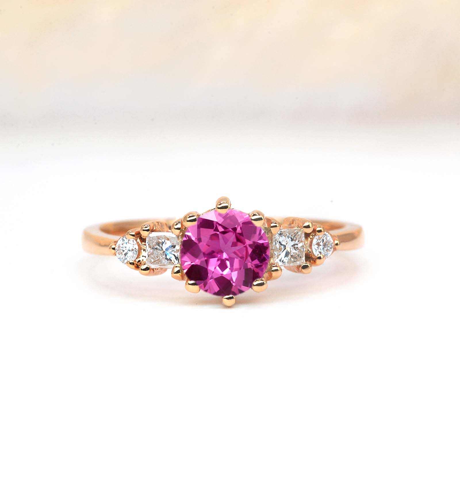 1.03ct pink sapphire princess diamond ring