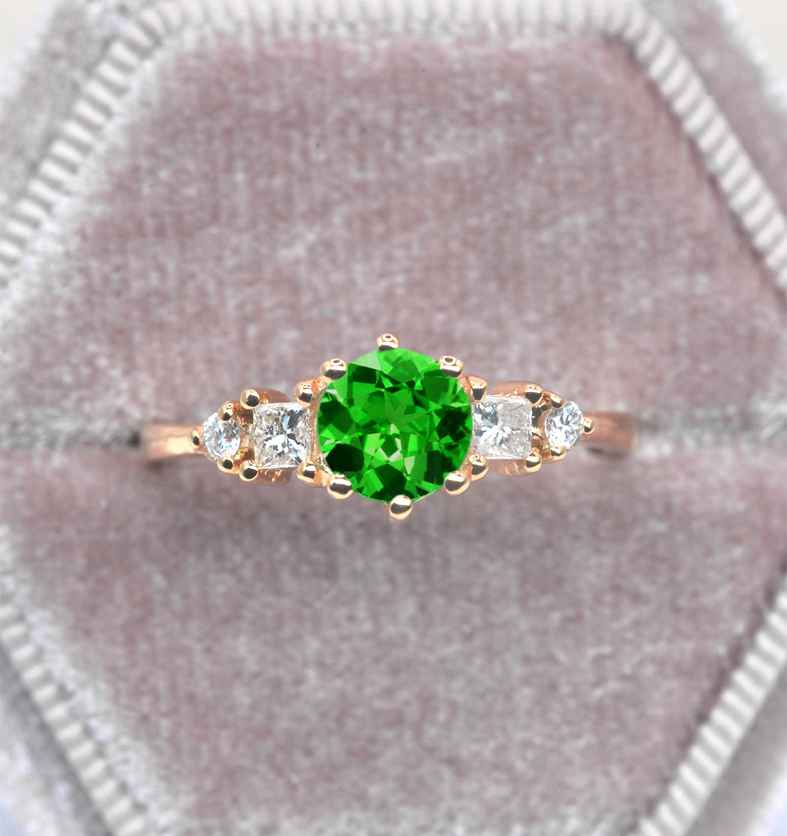 1.03ct green tsavorite bridal ring