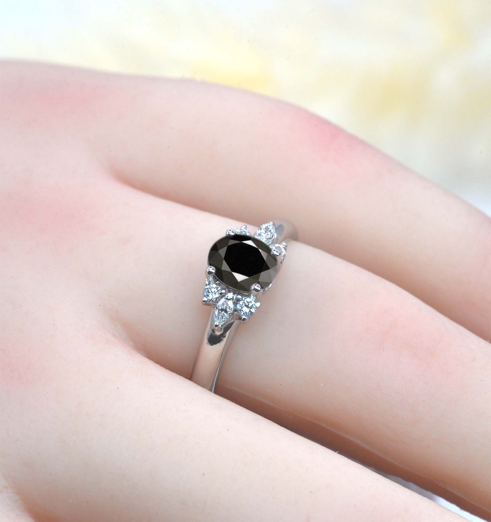 1.51ct black diamond classic cluster ring