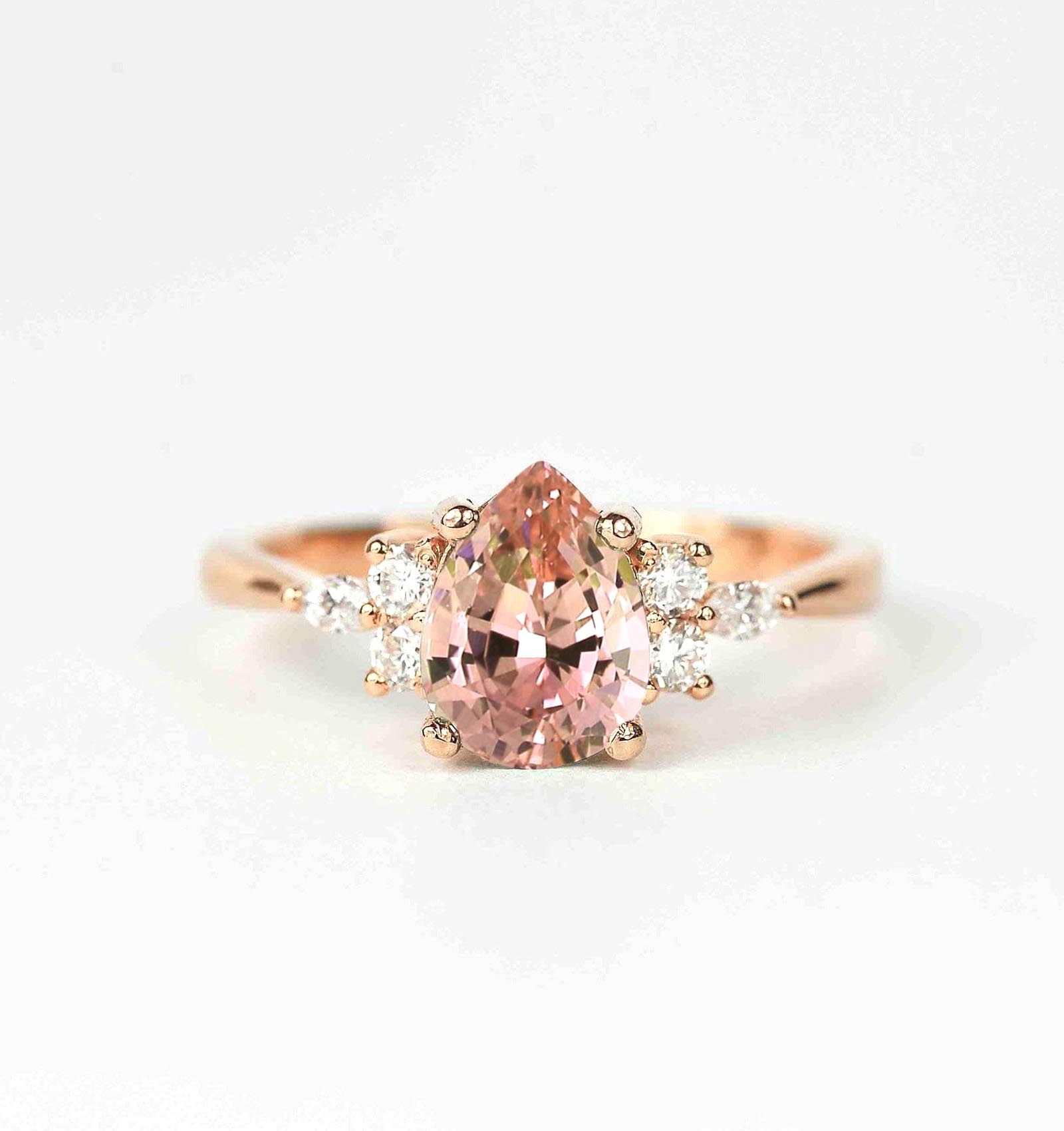 1.52ct pear morganite and diamond ring