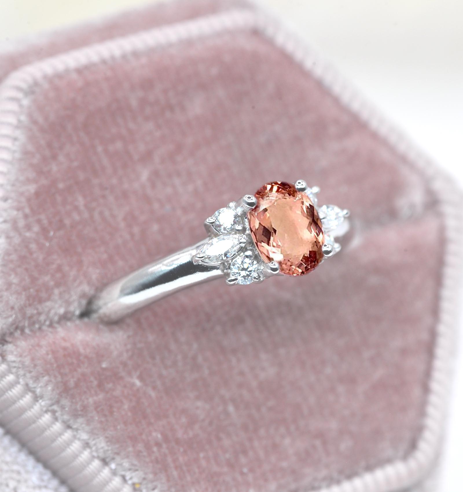1.54ct natural morganite bridal ring