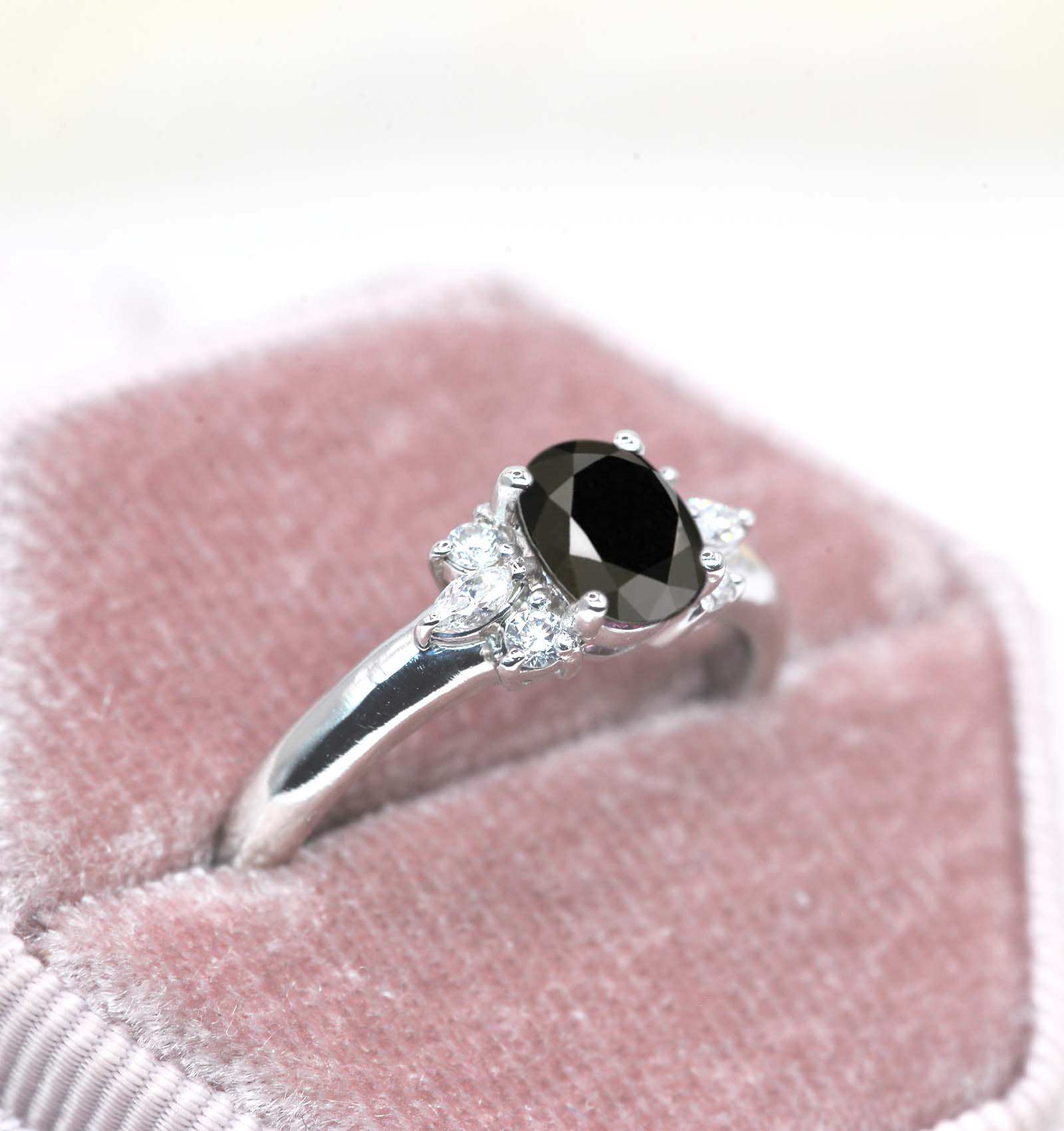 1.51ct black diamond classic cluster ring