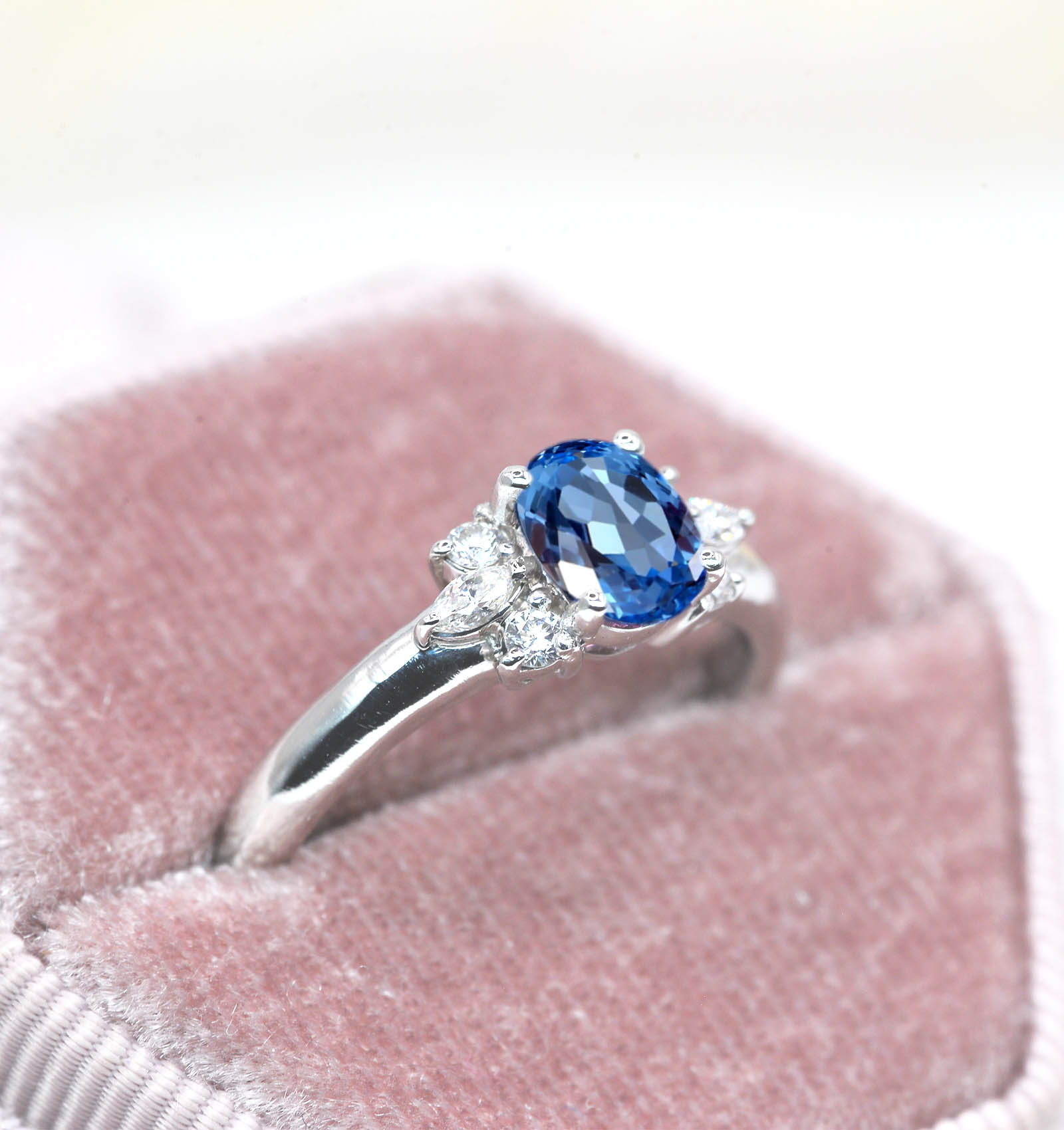 oval blue topaz art deco anniversary ring